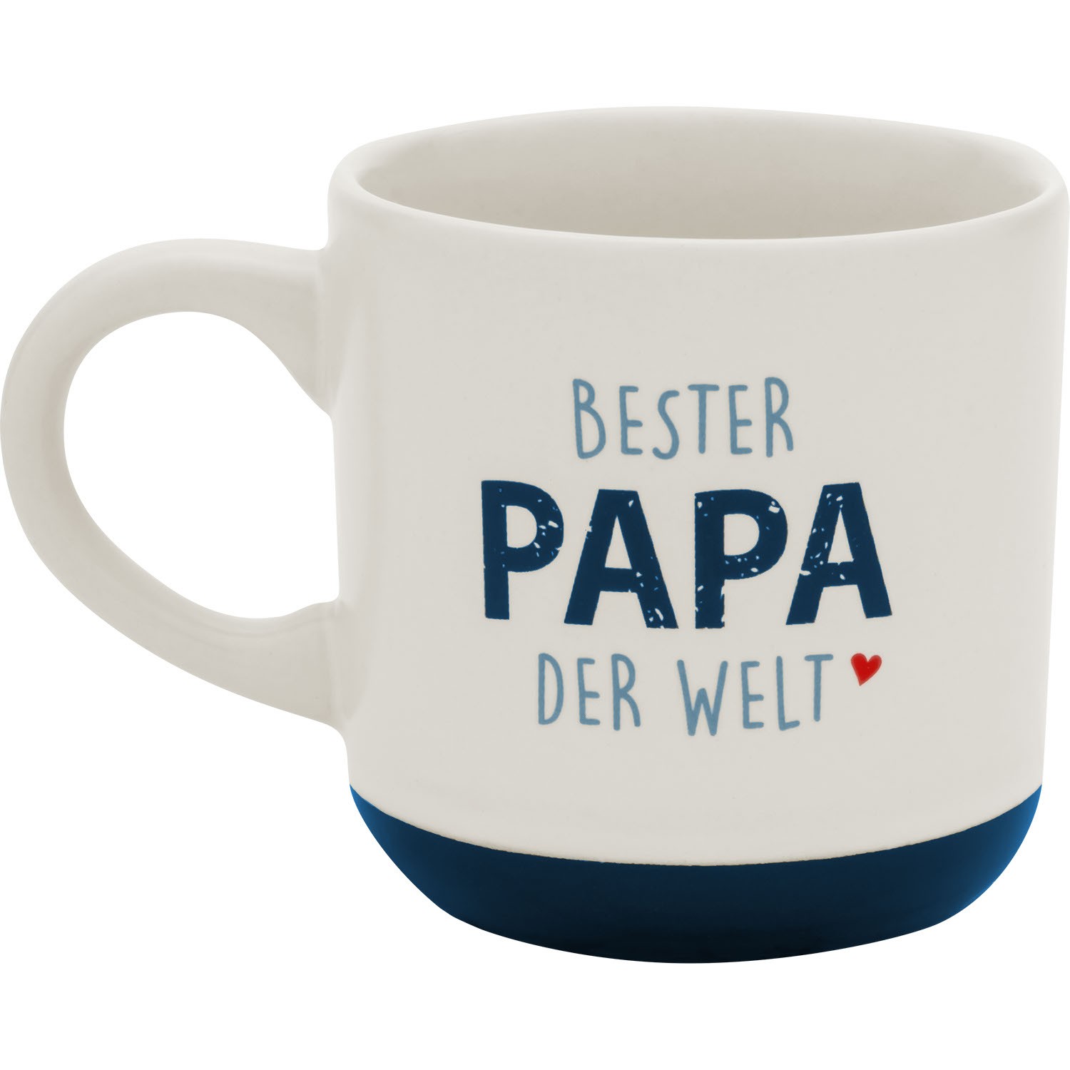 Weiße Espressotasse mit blauem Boden und Schriftzug BESTER PAPA DER WELT.