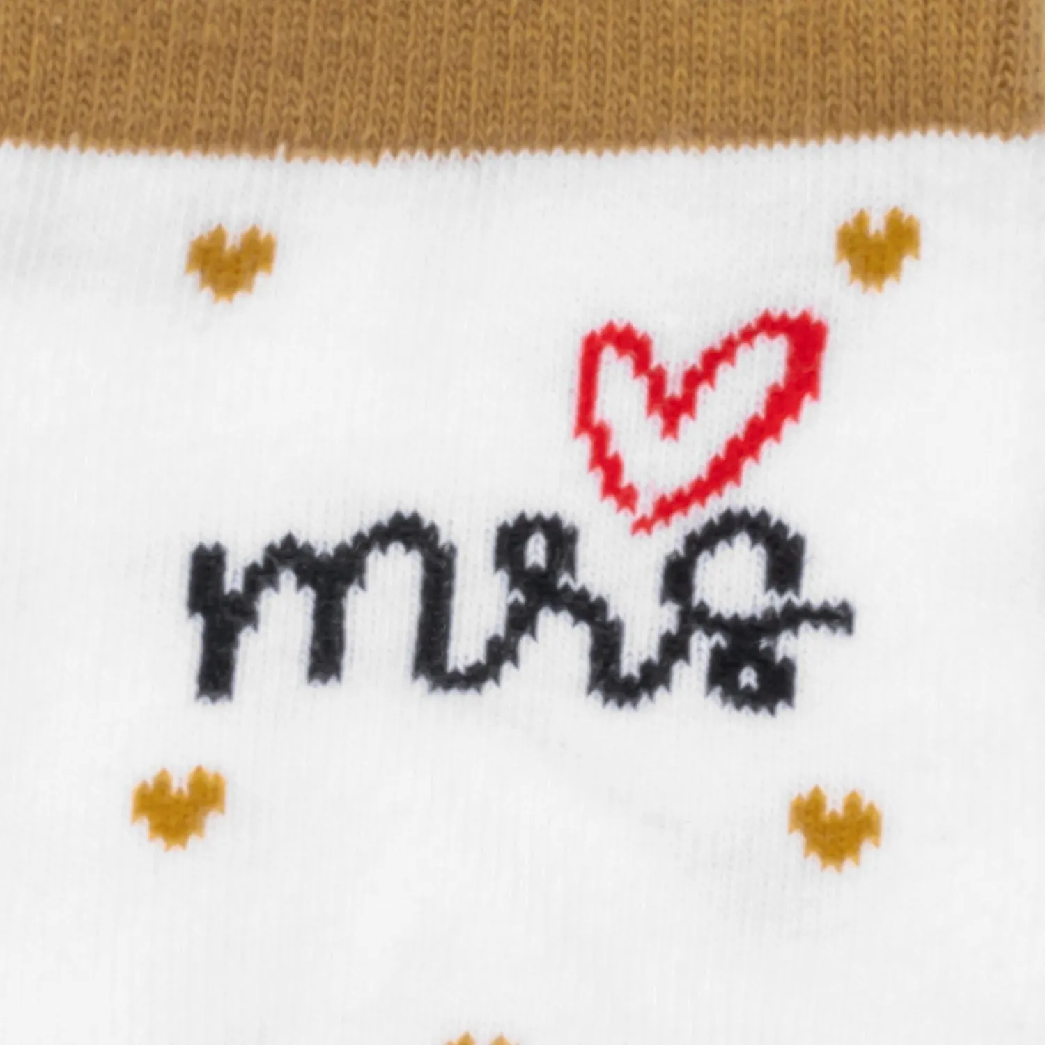 Weiße Zaubersocken mit schwarzem Schriftzug Mr. und Mrs. und rotem Herz