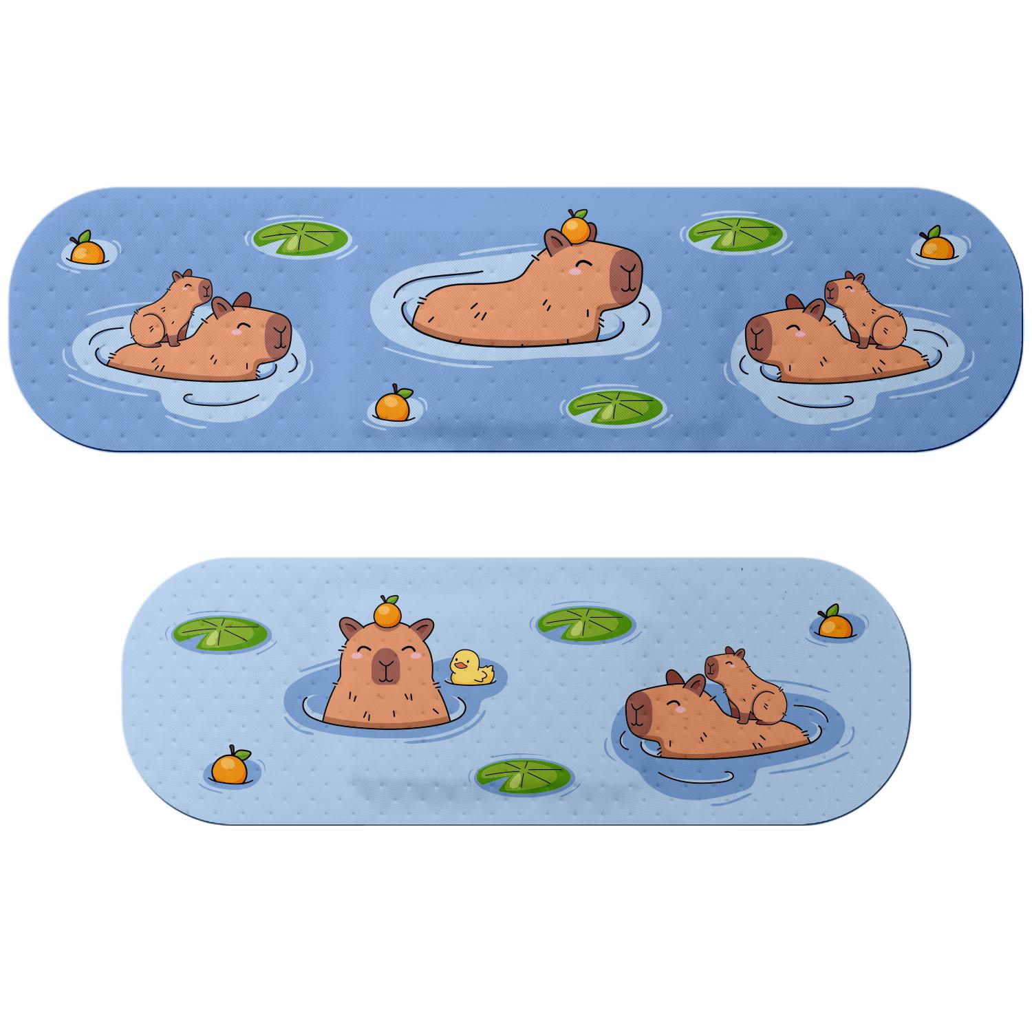 Pflaster Capybara mit niedlichen Capybaras auf blauem Hintergrund