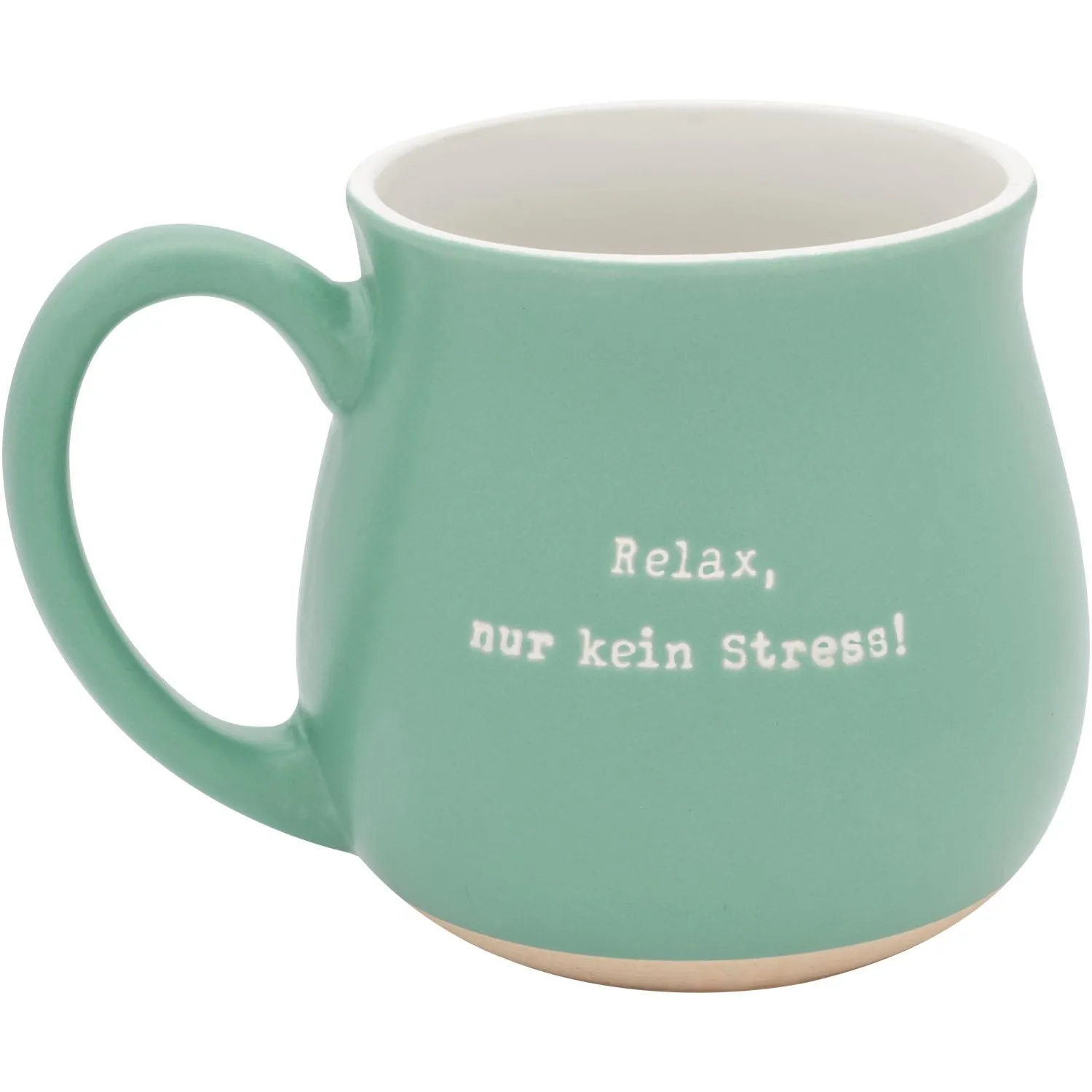 Bauchige Lieblingstasse Relax – mintgrün, Steinzeug, mit weißem Innenraum.