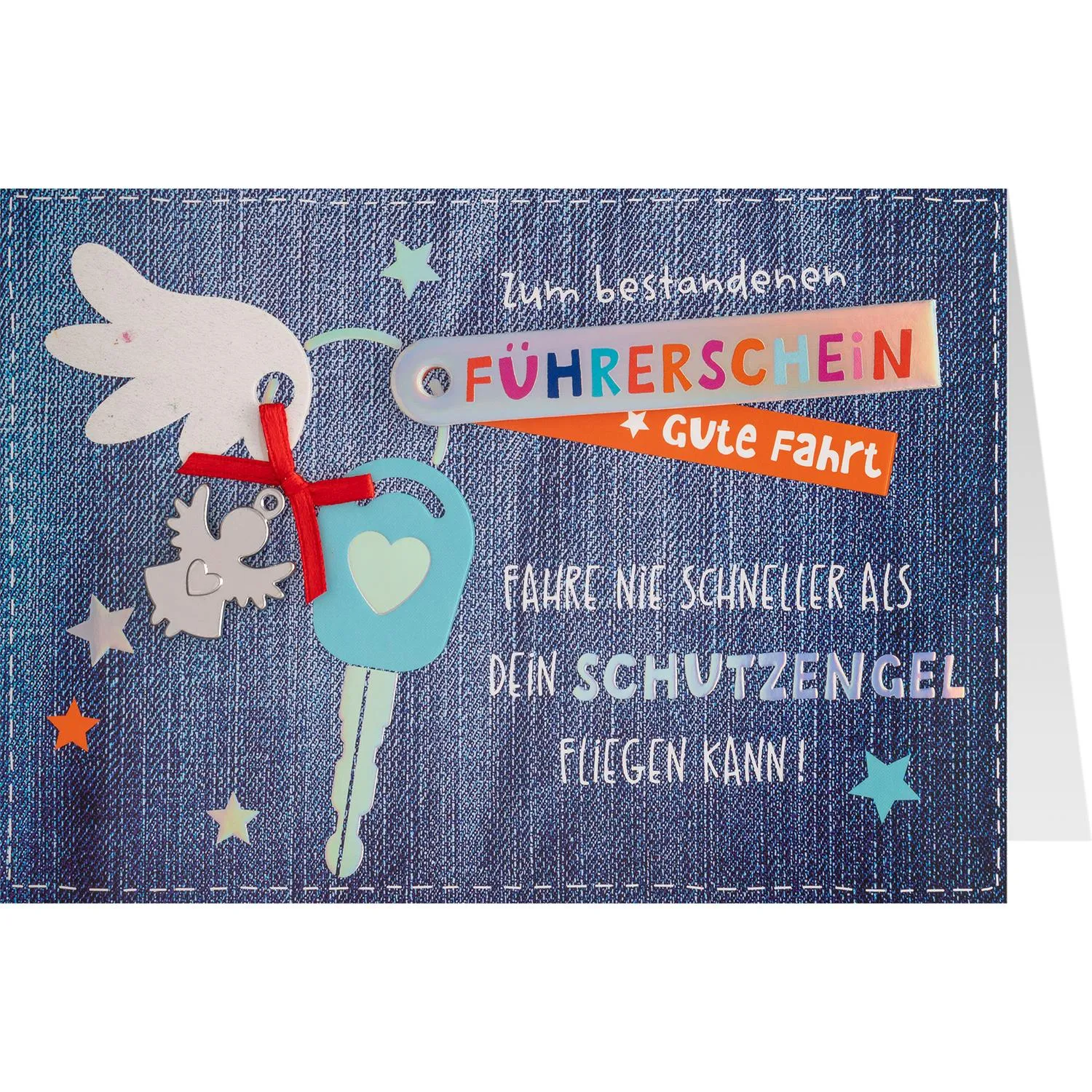 Grußkarte Schutzengel »Zum bestandenen Führerschein - Gute Fahrt«