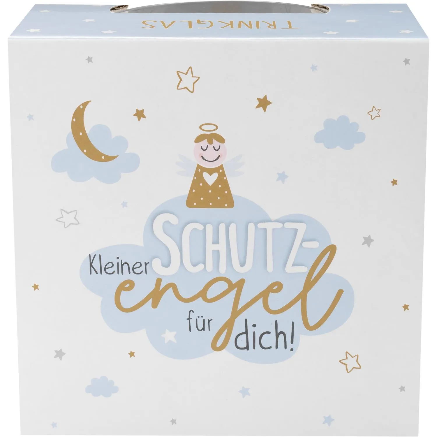 Trinkglas mit Schutzengel-Golddruck in Geschenkverpackung, 600 ml.