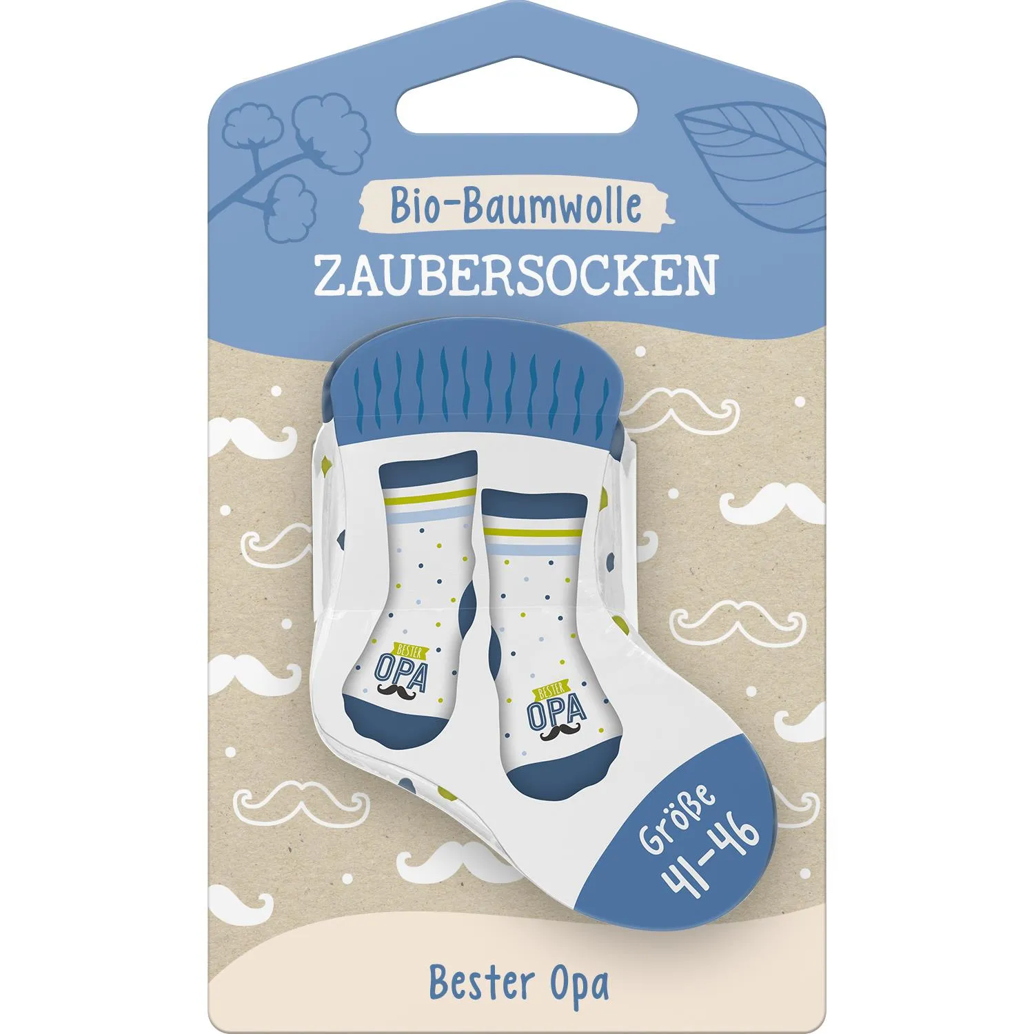 Bio-Baumwollsocken mit Bester Opa Motiv in Blau-Weiß