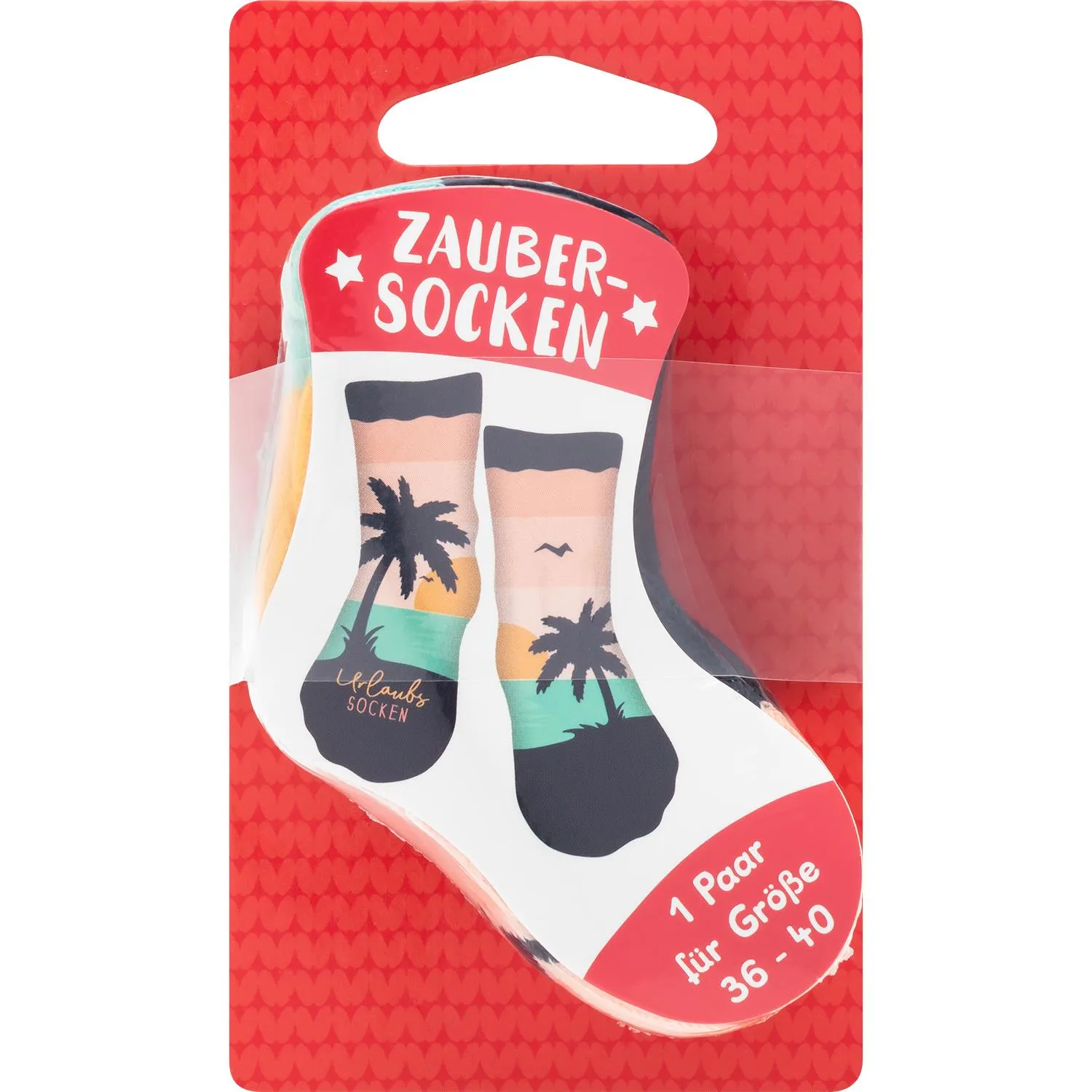 Zauber-Socken Urlaub: Palmen-Sonnenuntergang auf bunten Socken