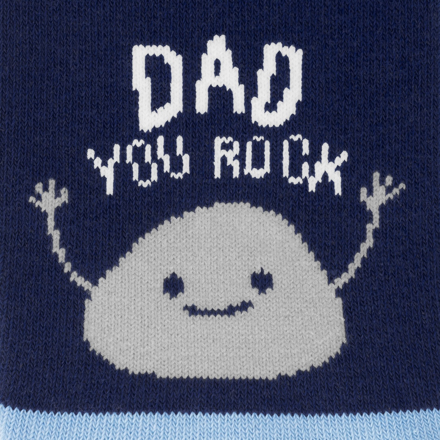 Dunkelblaue Zaubersocken mit dem Schriftzug Dad you rock in Weiß
