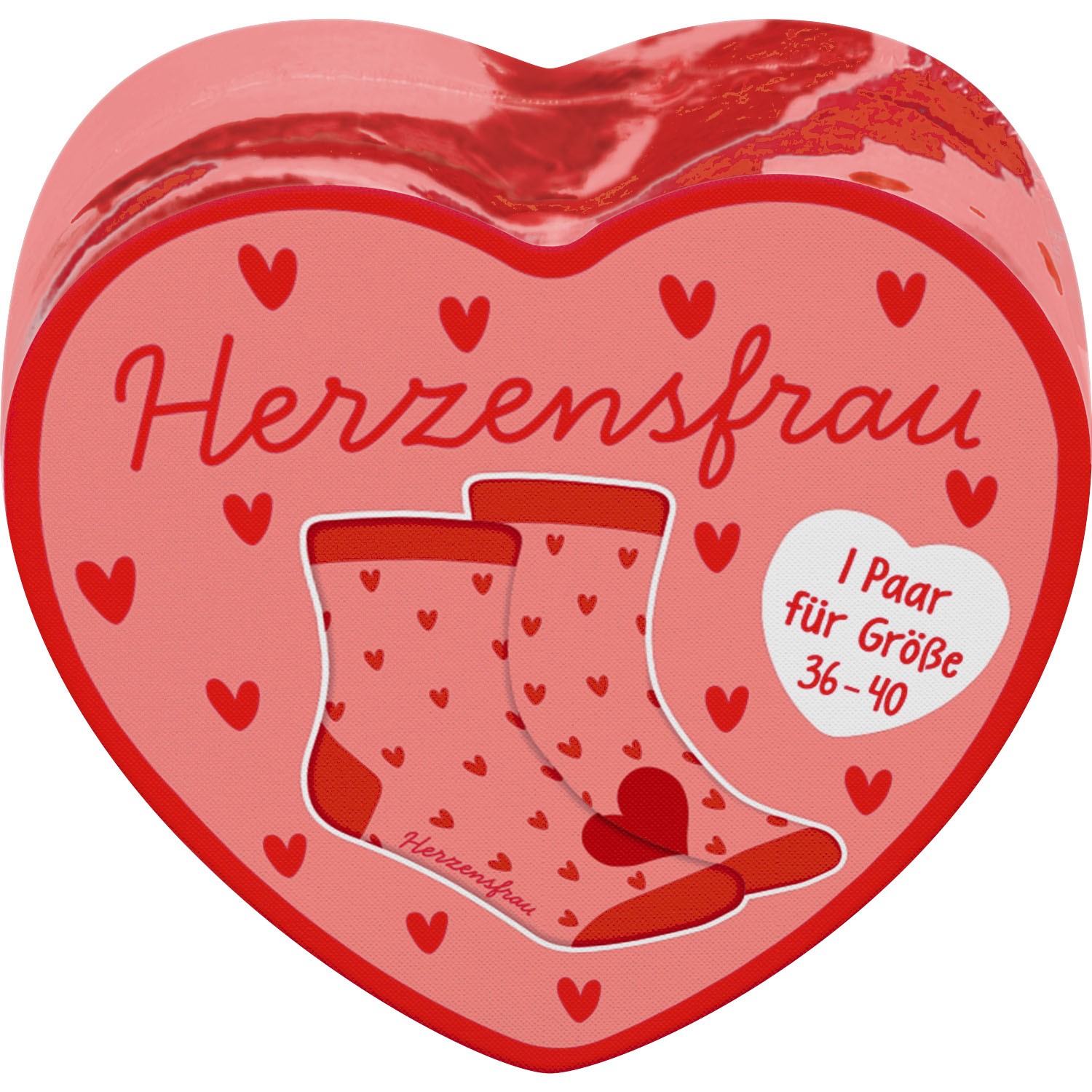 Zaubersocken »Herzensfrau« in Rosa mit Herzchenmotiv, Valentinstags-Geschenk