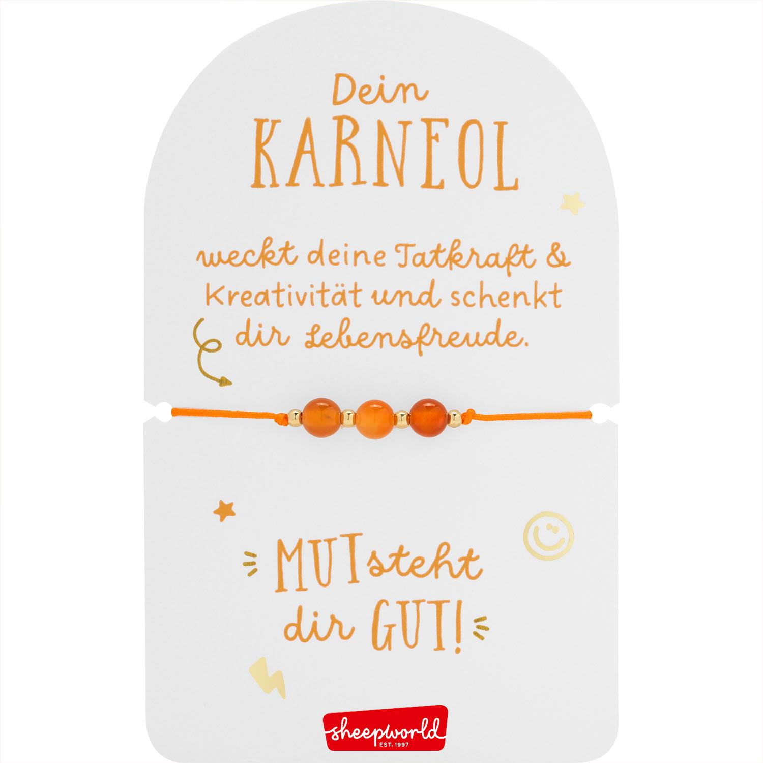 Karneol-Halbedelstein-Armband auf orangefarbener Schnur