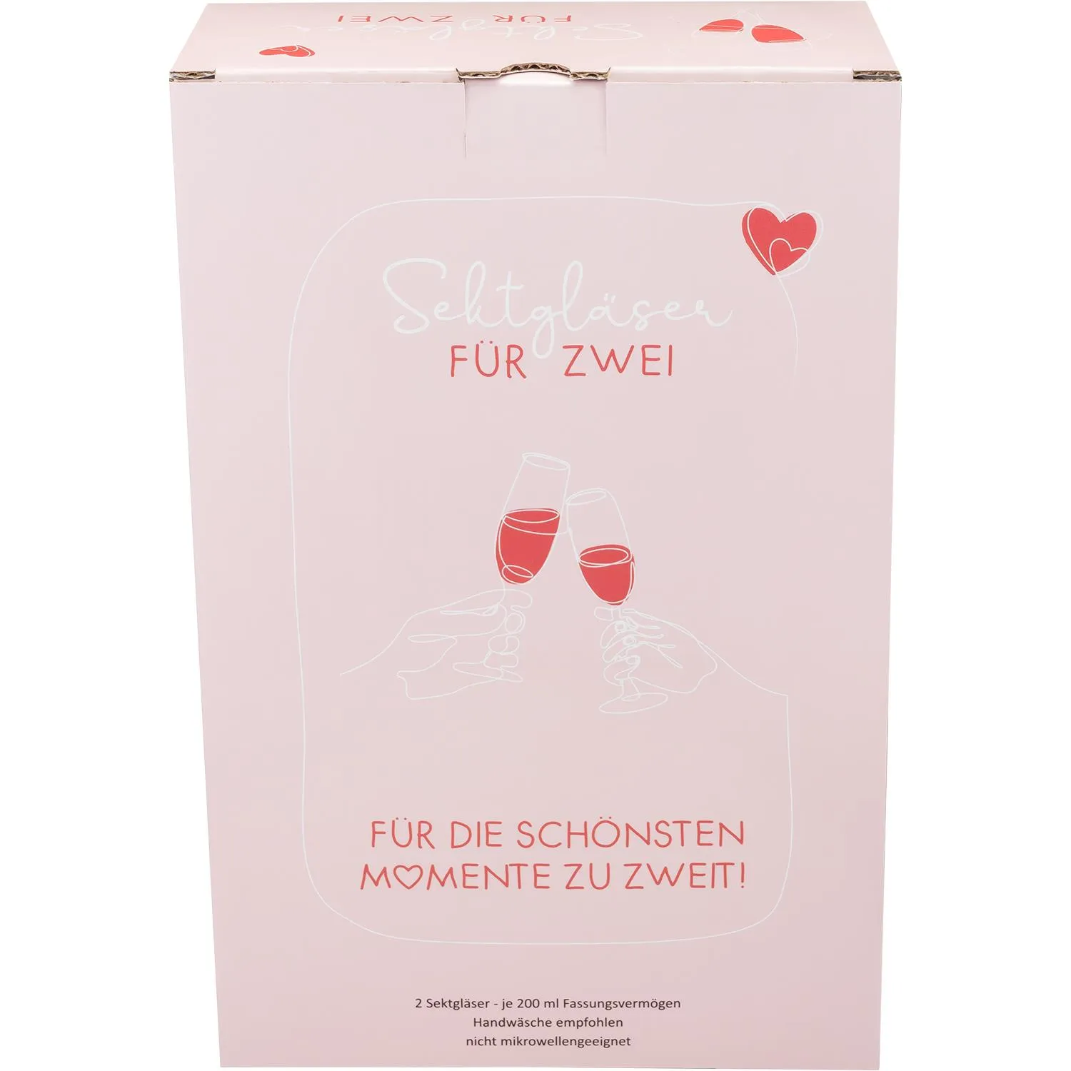 Sektglas-Set für zwei in rosa Geschenkbox mit zwei Gläsern