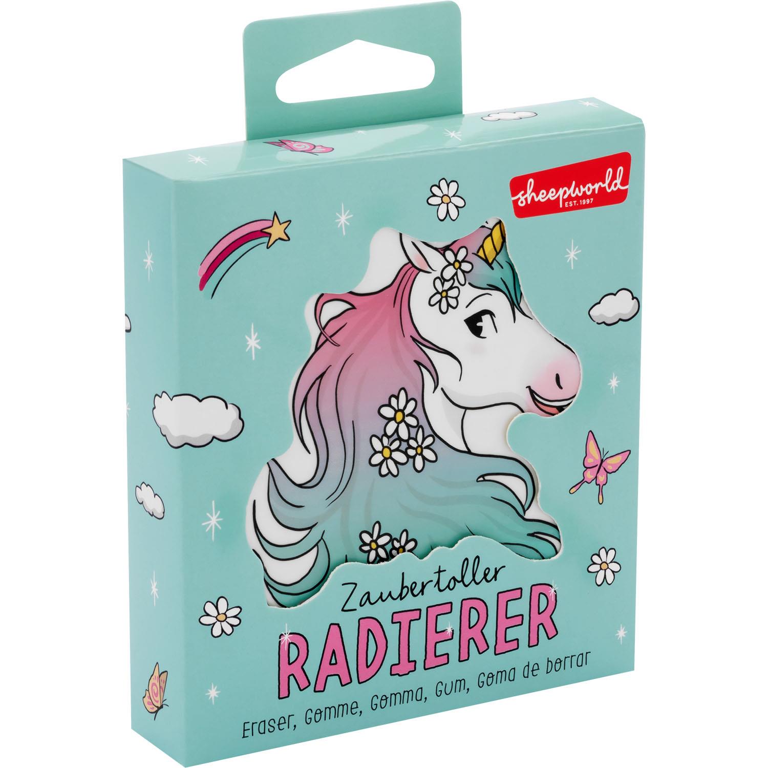 XL-Einhorn-Radierer in Geschenkbox mit pastellfarbenem Unicorn-Design.