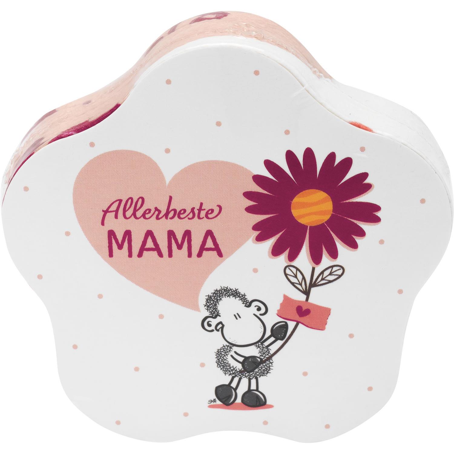 Magic Towel Allerbeste Mama – 30x30 cm Baumwoll-Handtuch in Blumenform mit Herz-Motiv