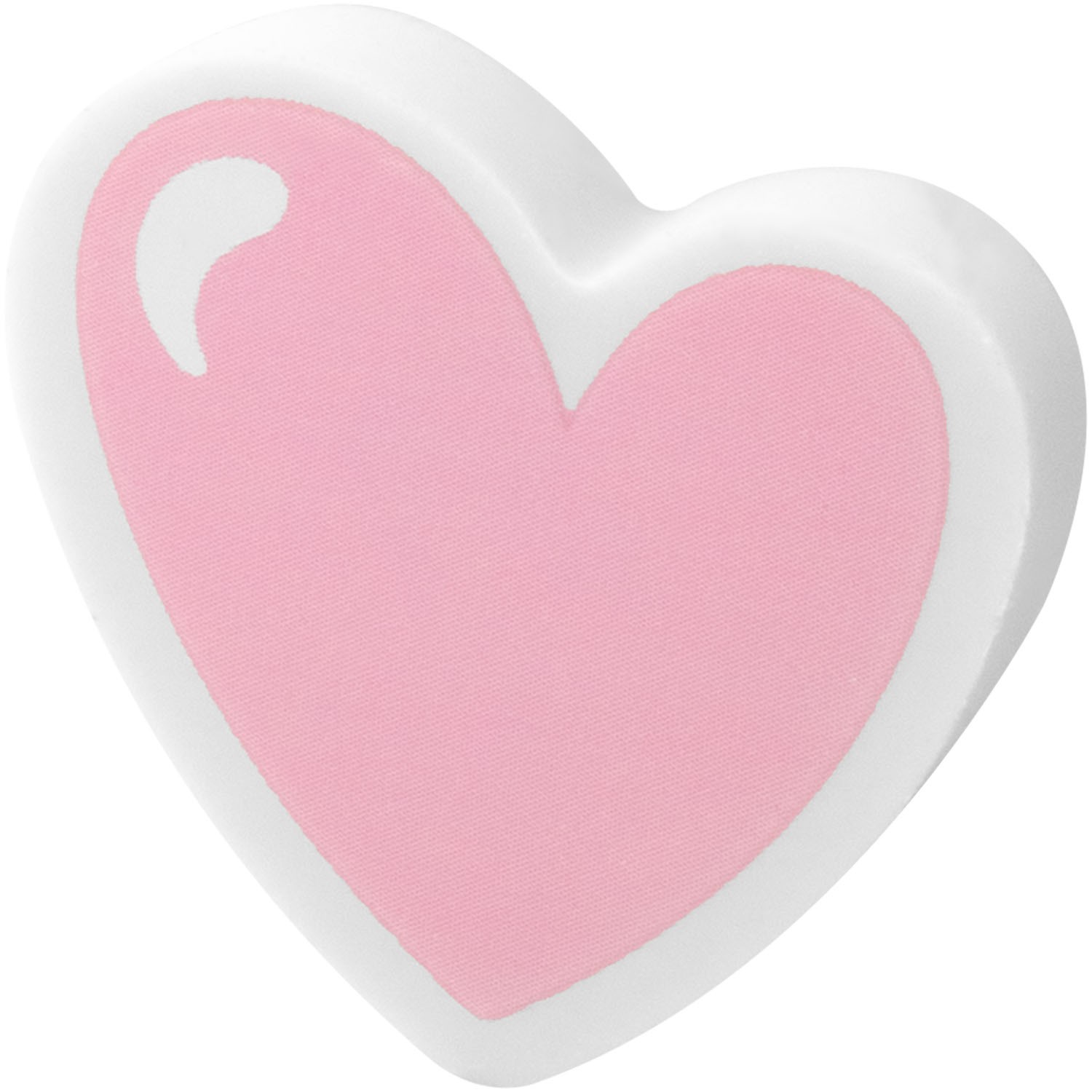 Pastellrosa Herz-Radiergummi mit weißem Rand.