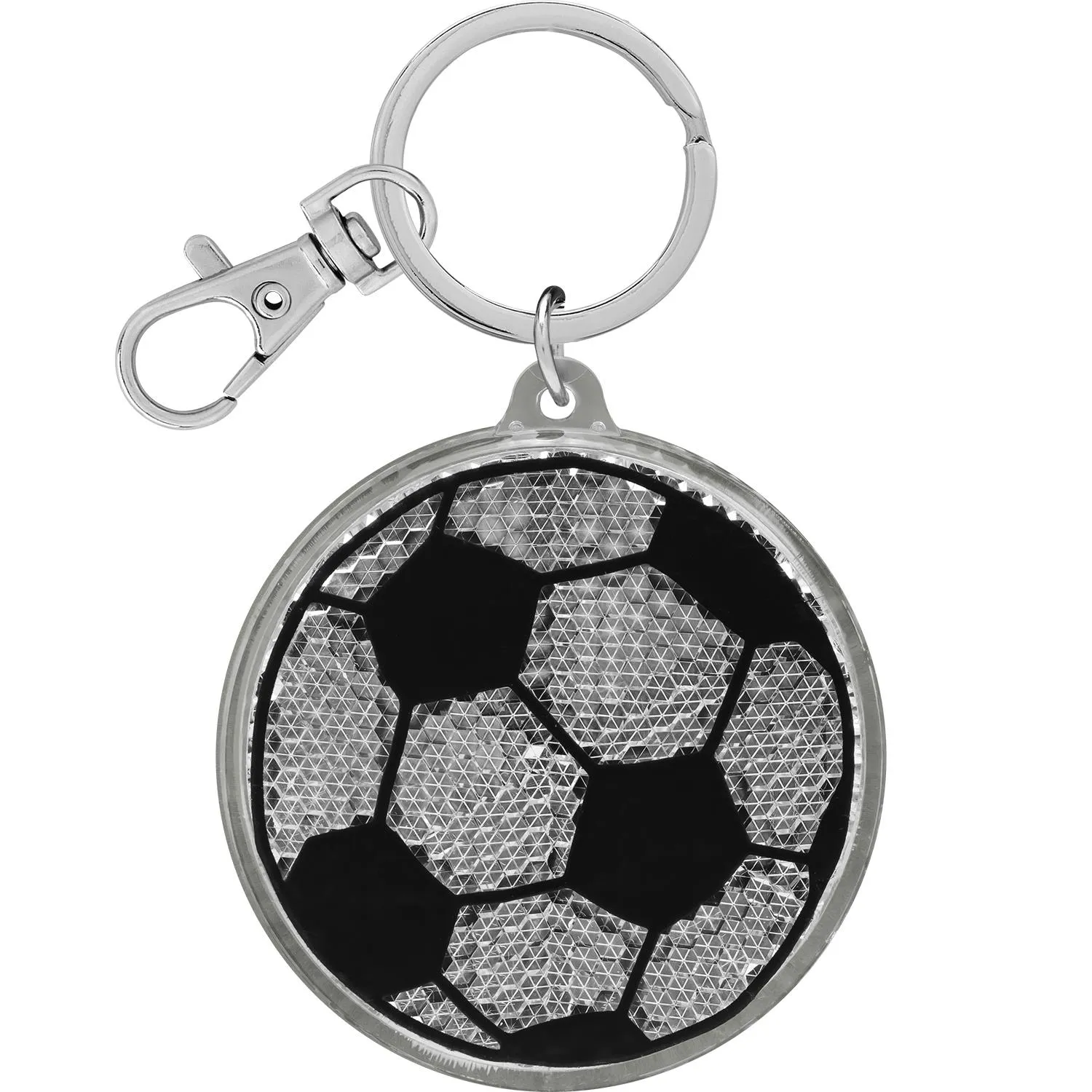 Runder Fußball-Reflektor am Schlüsselanhänger, Schwarz-Weiß-Muster