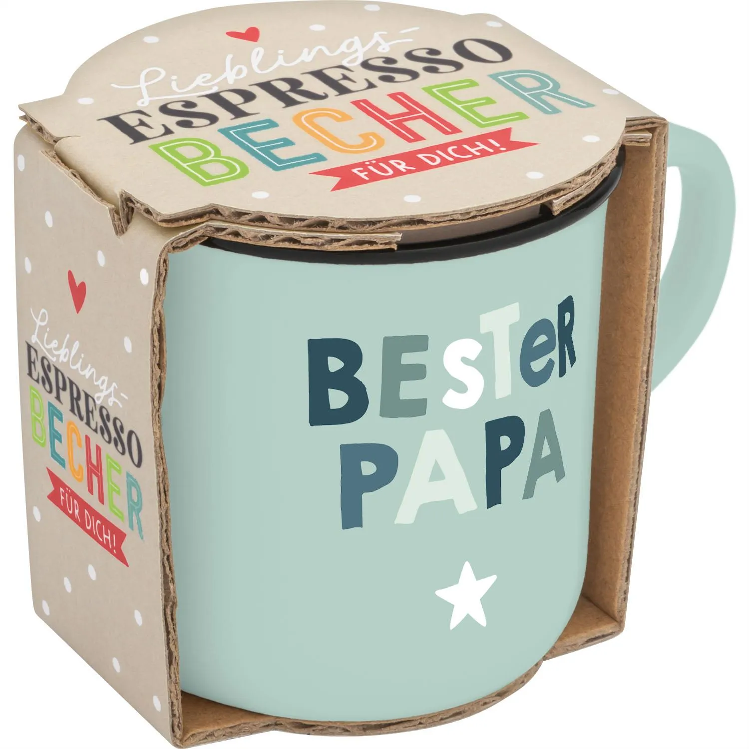 Pastellmintfarbener Espressobecher mit 'Bester Papa'-Schriftzug
