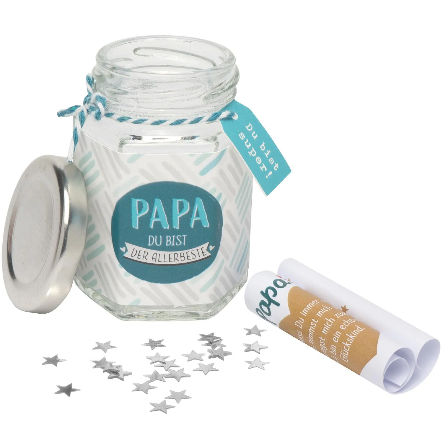 Glasgeschenk im Glas mit Botschaft für Papa – Du bist der Allerbeste