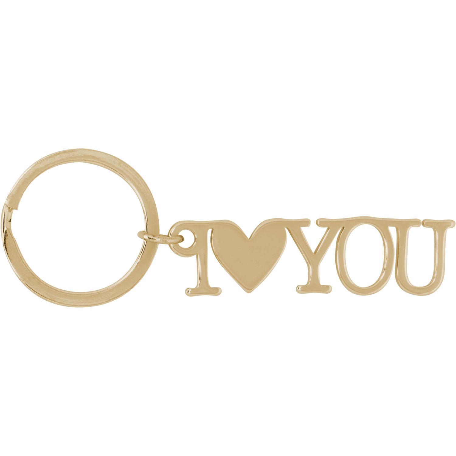 Goldfarbener Schlüsselanhänger mit I ♥ YOU Schriftzug