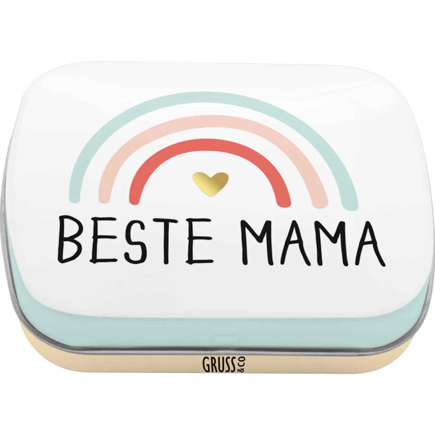 Mintdose »Mama« aus Metall mit Regenbogen-Design und Golddruck 'Beste Mama'