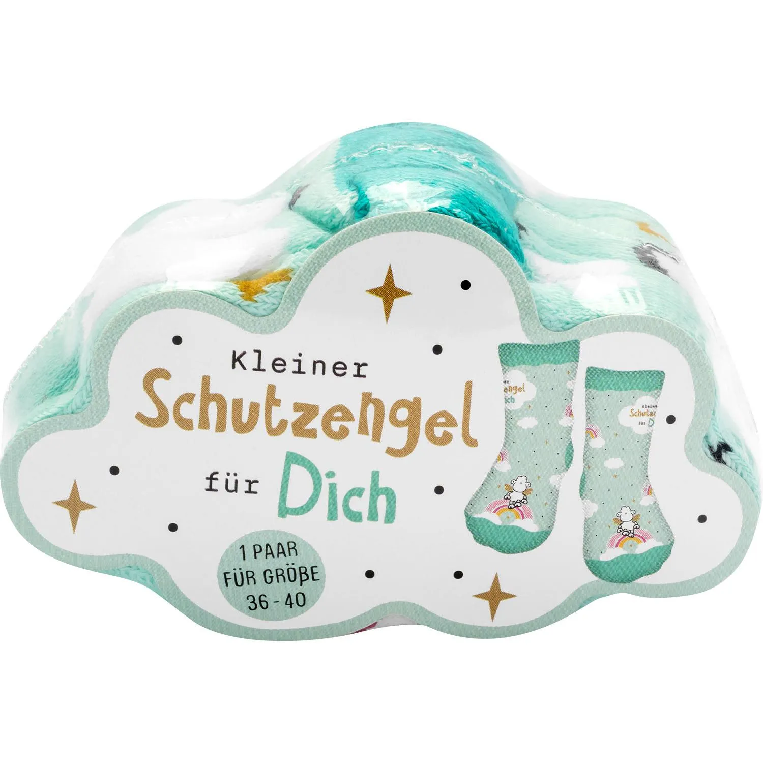 Kleiner Schutzengel-Socken in Wolkenform, Pastellmint, 1 Paar Größe 36-40.
