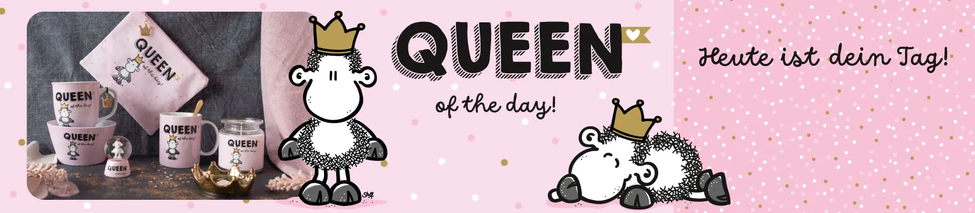Rosa Grafik sheepworld mit Queen of the day