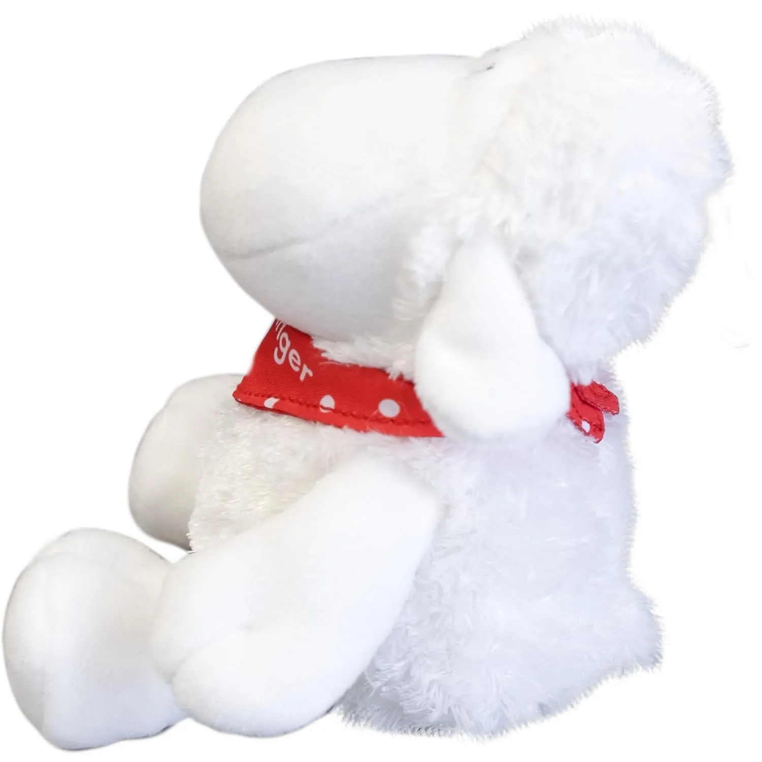Weißes Plüsch-Schaf mit rotem Halstuch, ca. 20 cm sitzend