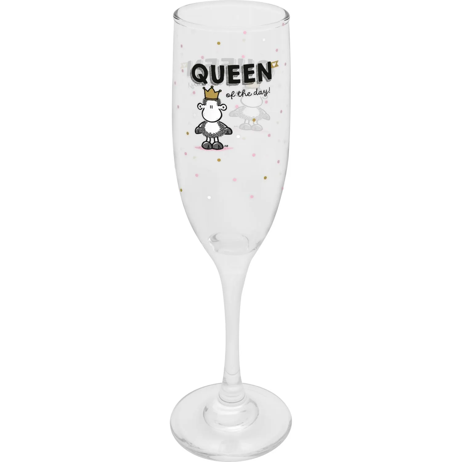 Sektglas Queen mit Schäfchen-Motiv und Golddruck, Geschenkbox, 200 ml