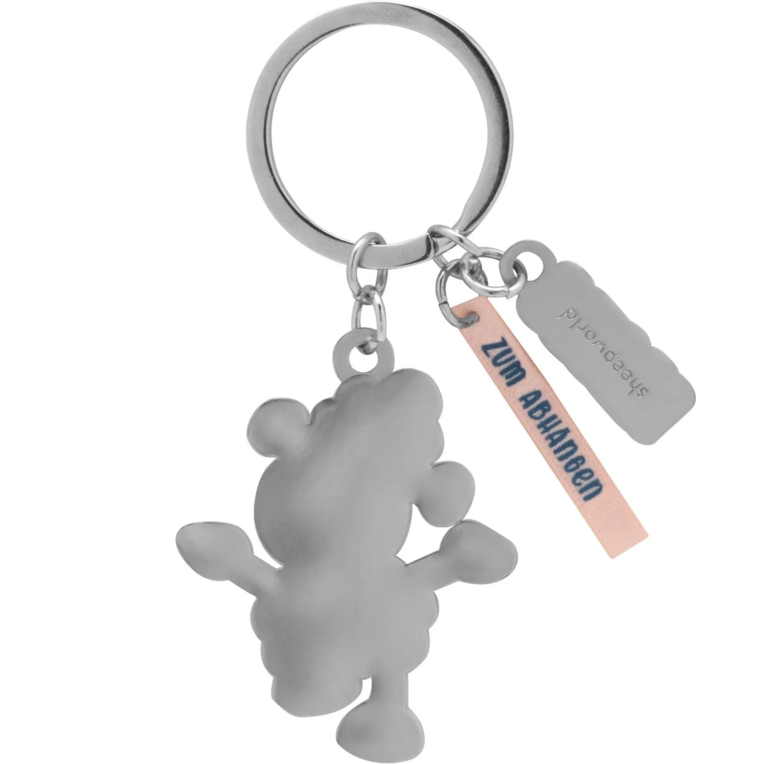 Schlüsselanhänger in Schaf-Form aus Metall mit Satinband