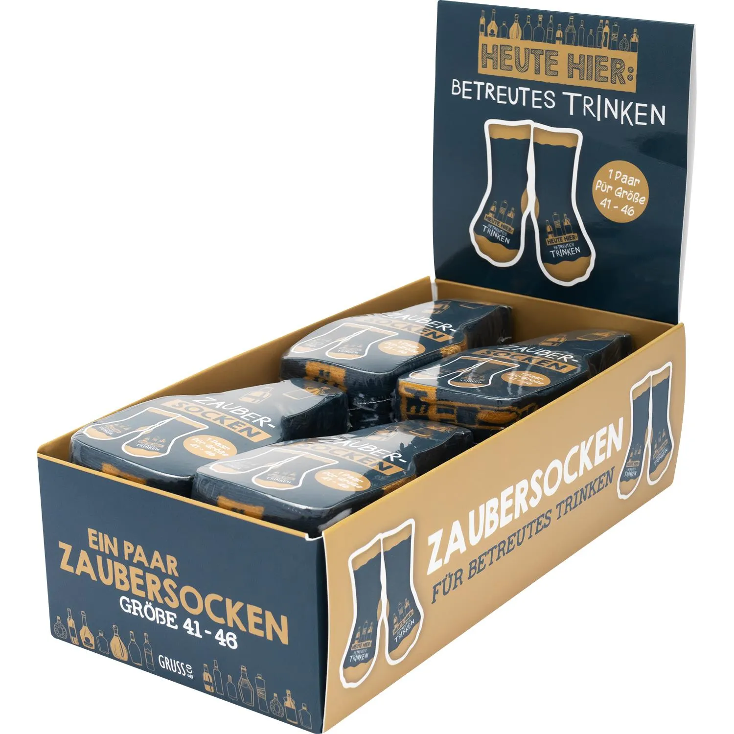 Zaubersocken mit Flaschenmotiv, 1 Paar, Größe 41–46, waschbar bis 40 °C