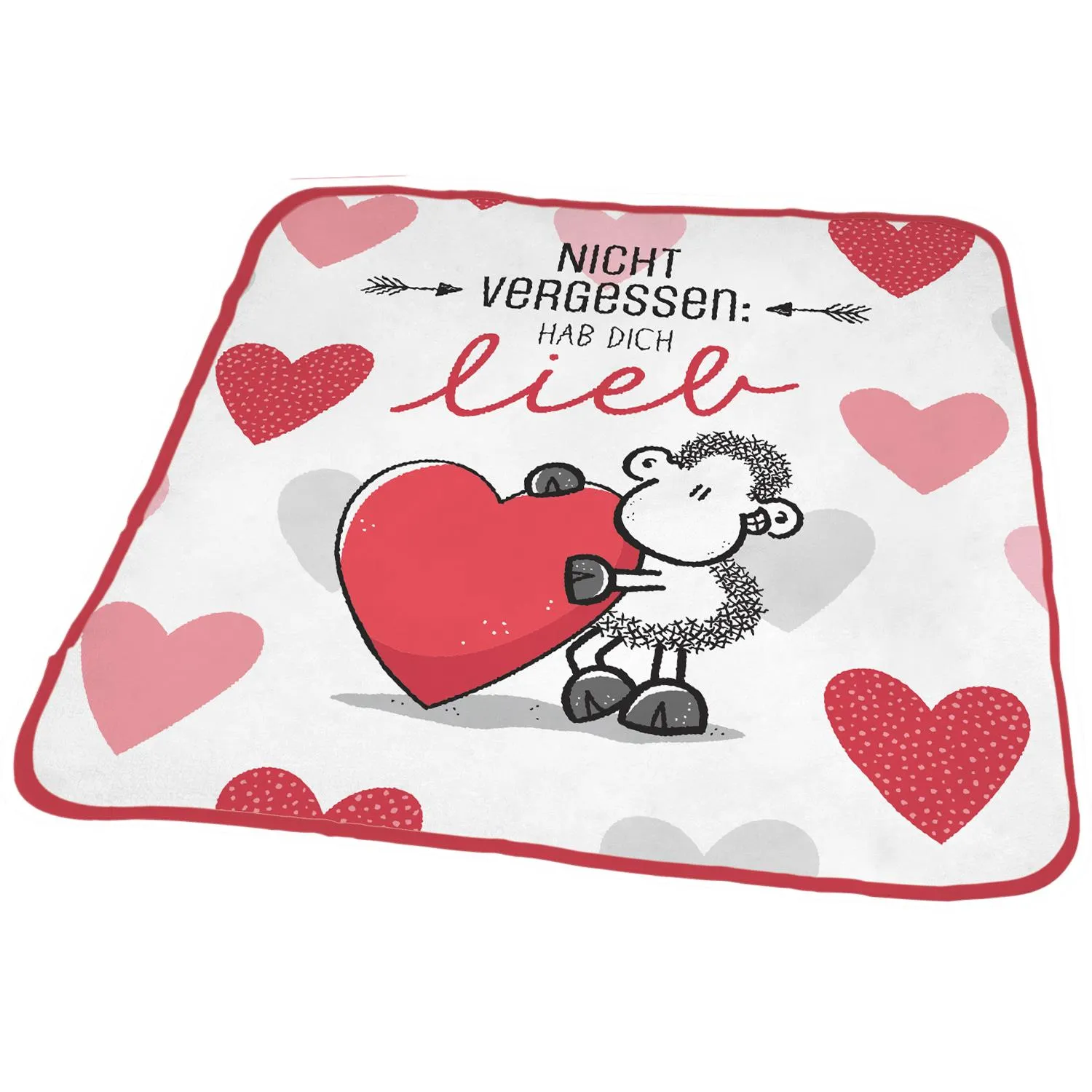 Weißes Zauberhandtuch mit Schäfchen- und Herzmotiv