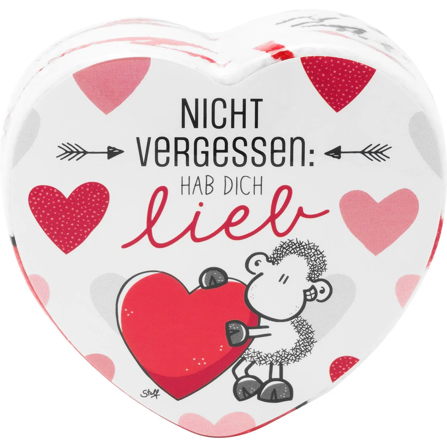 Herzförmiges Zauberhandtuch mit Schäfchen und Liebesmotiv