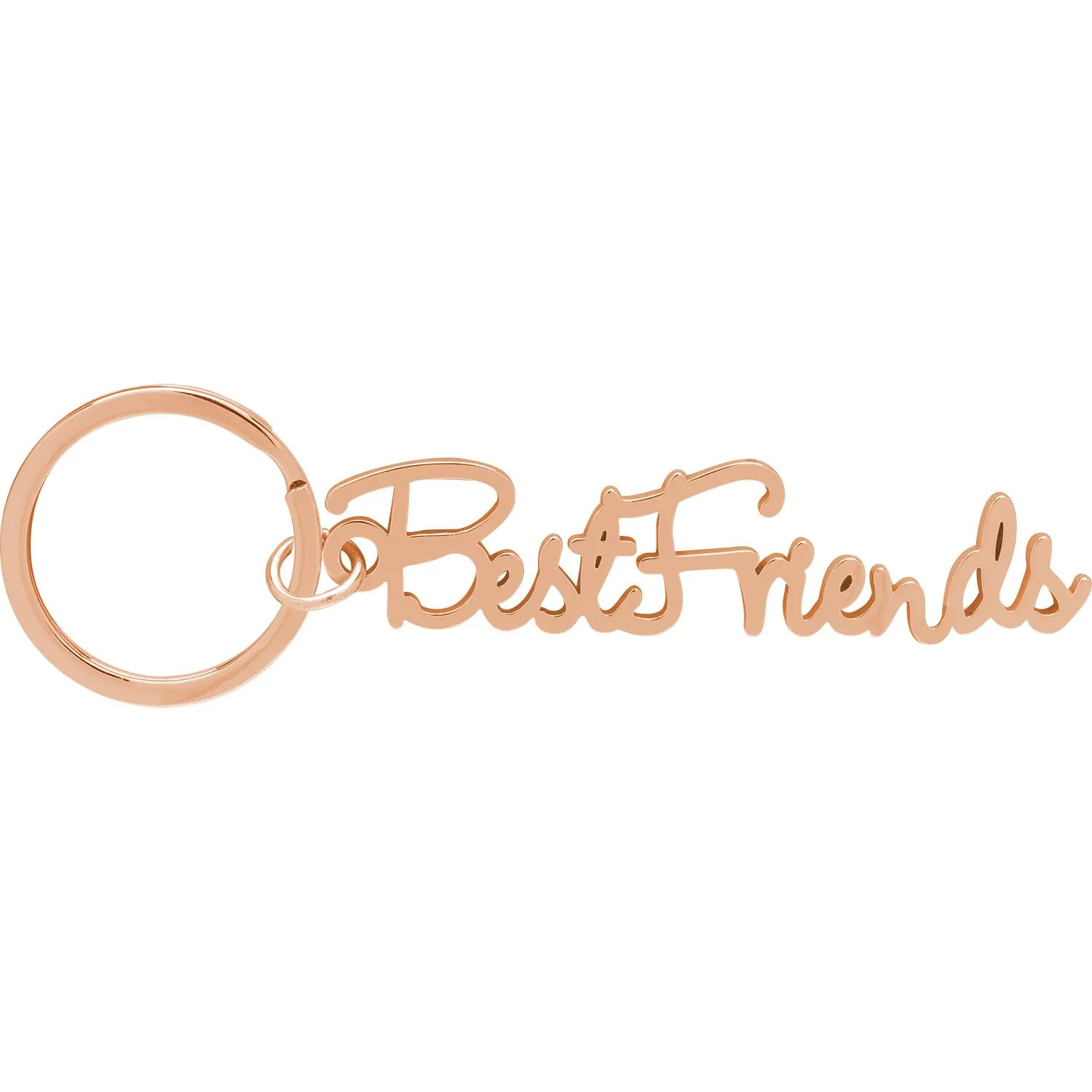 Roségoldener Schlüsselanhänger mit Schriftzug BestFriends und Ring