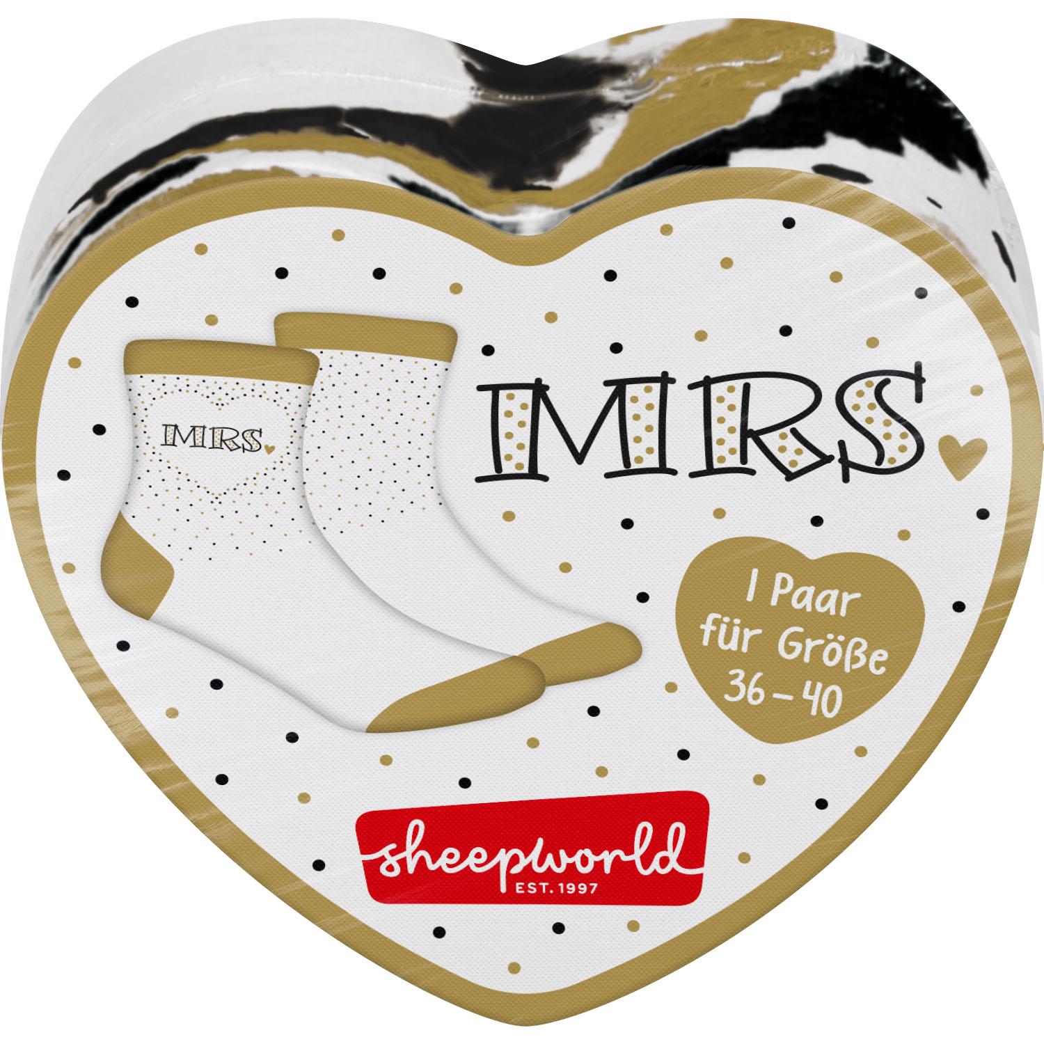 Weiße Zaubersocken Mrs mit goldenen Akzenten und Herzdetail, Größe 36-40