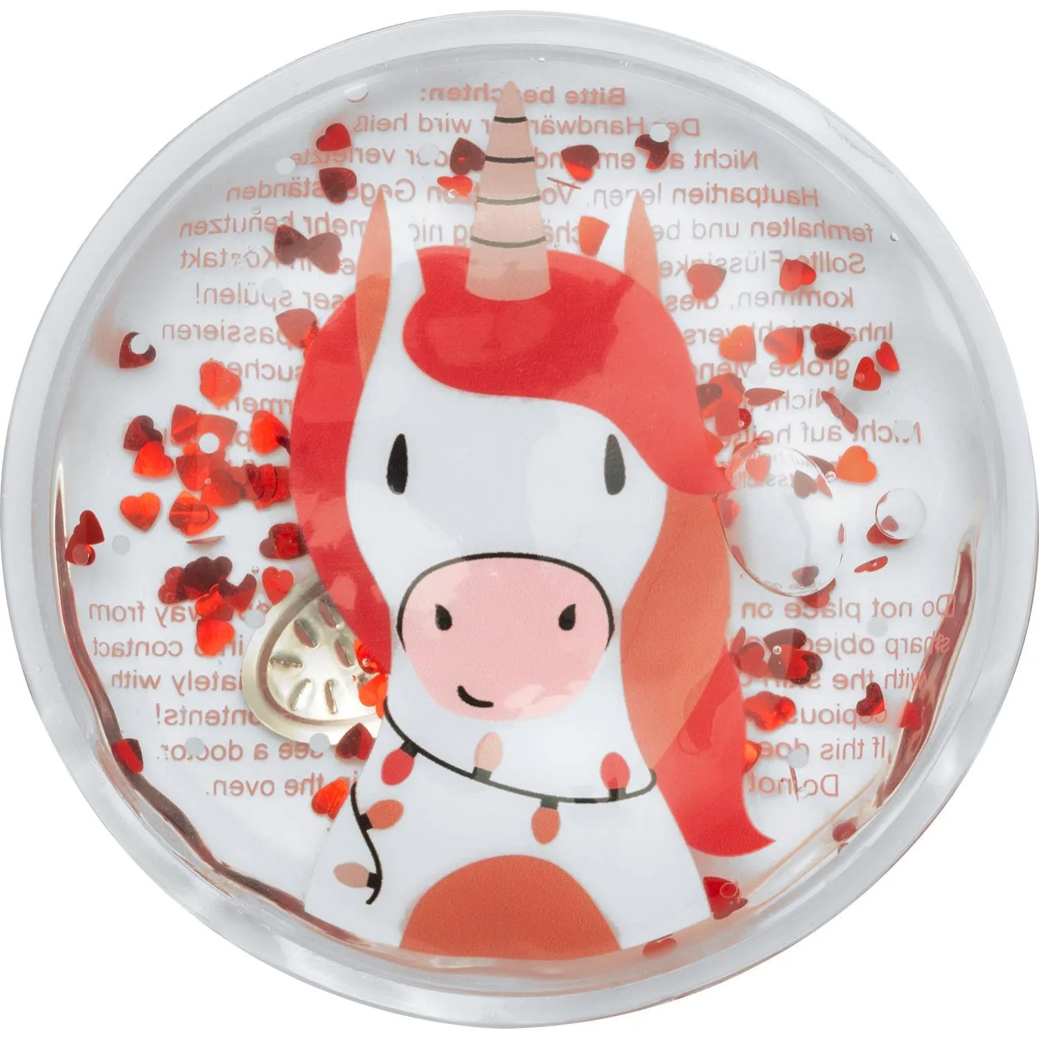 Runder Handwärmer im Einhorn-Design in Geschenkbox