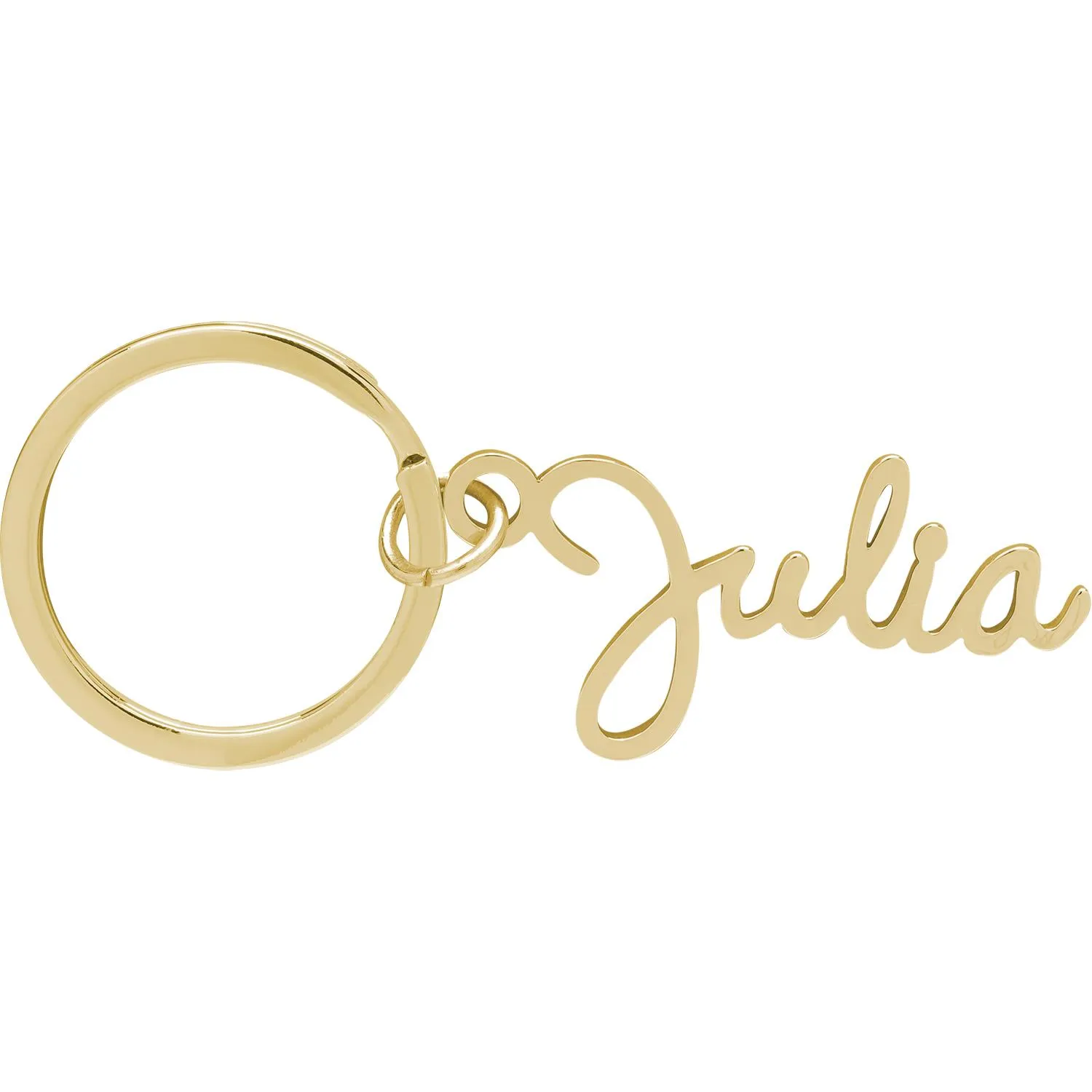Goldener Namens-Schlüsselanhänger Julia im eleganten Kalligraphie-Stil