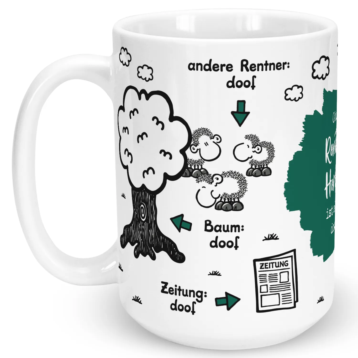 XL-Tasse »Ohne Rentner … ist alles doof.« mit Wunschnamen, weiß, personalisiert 