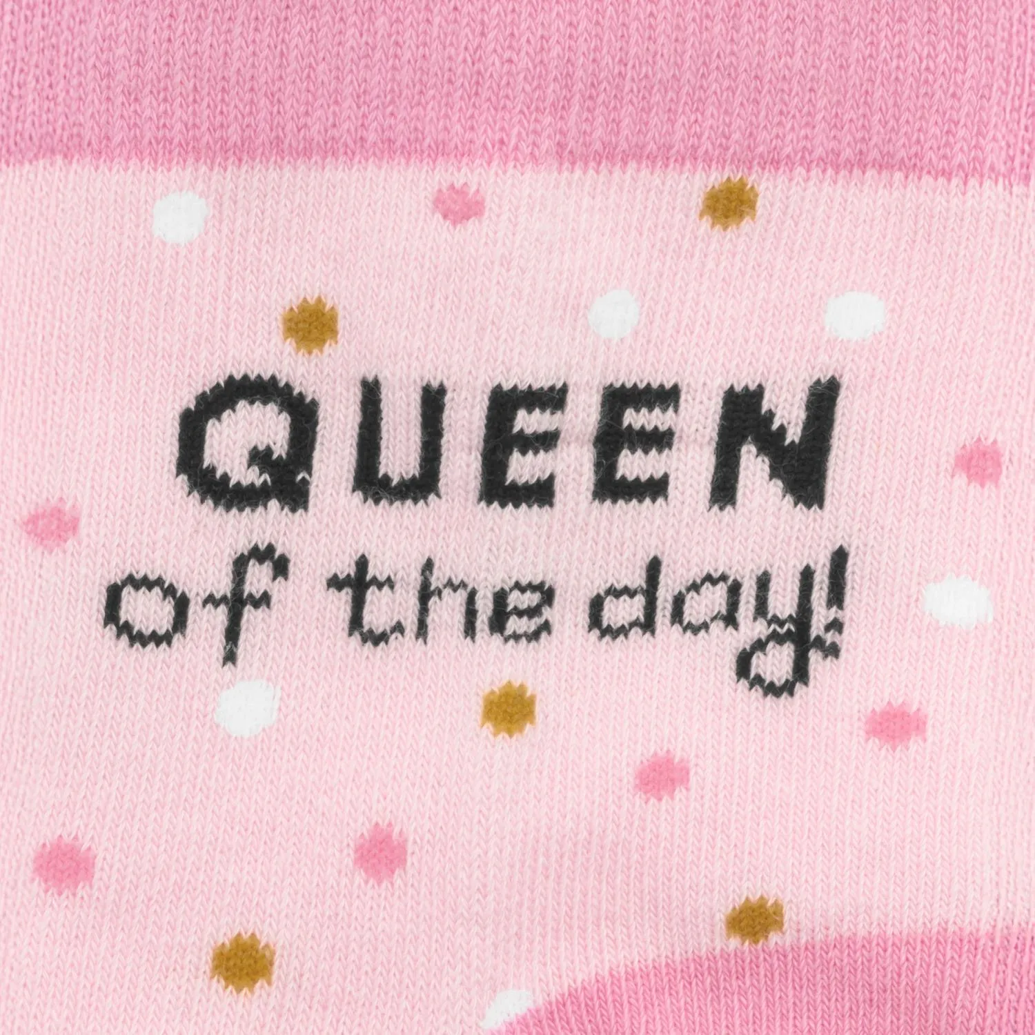 Rosa Zaubersocken 'Queen of the day' mit Punkten.