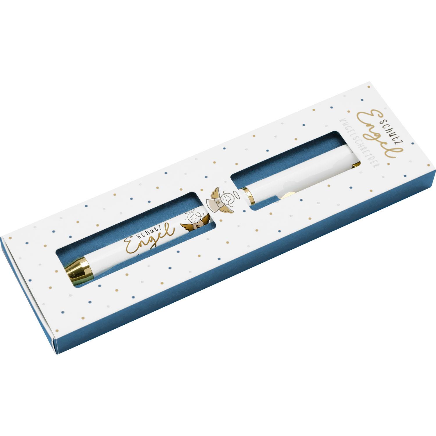 Kugelschreiber Engel in Geschenkverpackung mit weißem Gehäuse und goldenen Akzenten