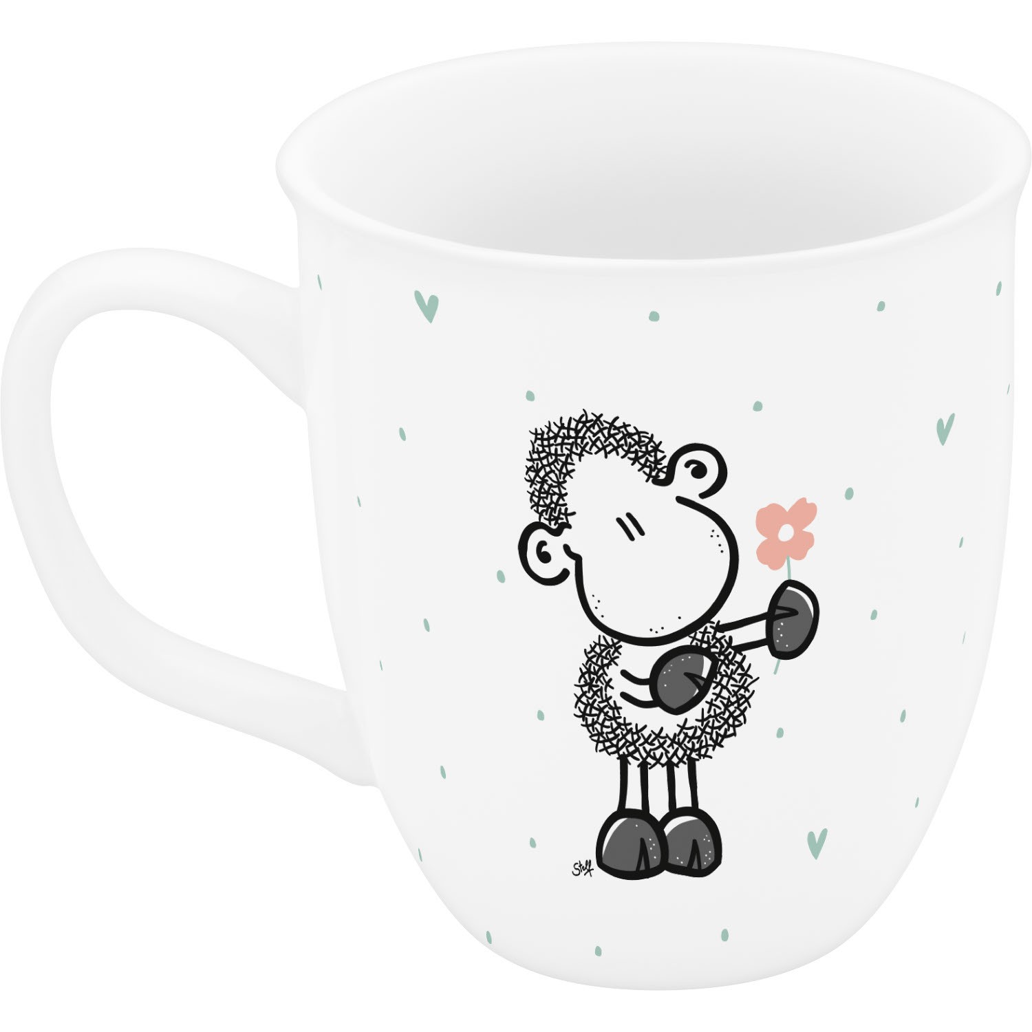 Espressotasse »Mama« aus Porzellan mit Schaf-Motiv und Blume