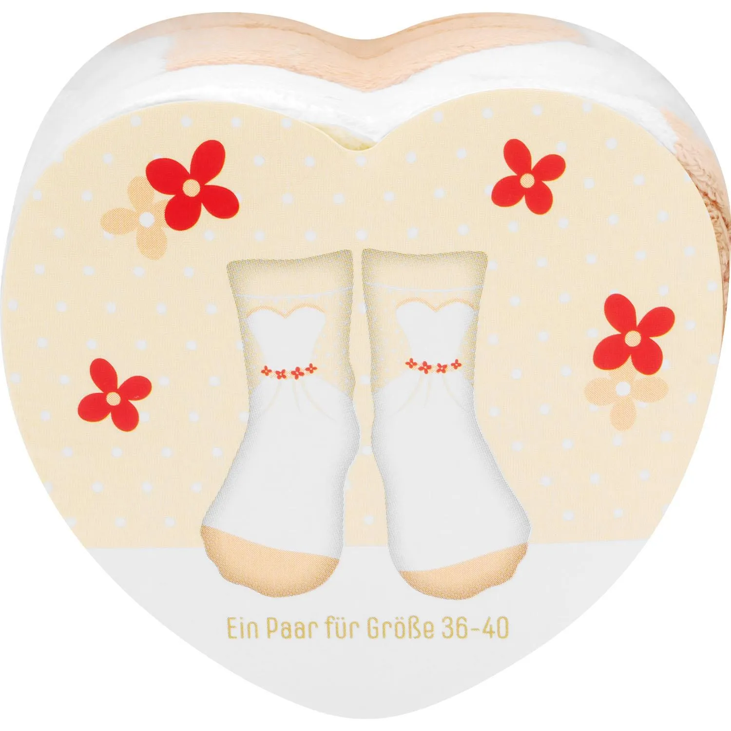 Zwei Zaubersocken im Hochzeitsdesign, weiß mit cremefarbenen Akzenten, auf Headercard, Größe 36-40