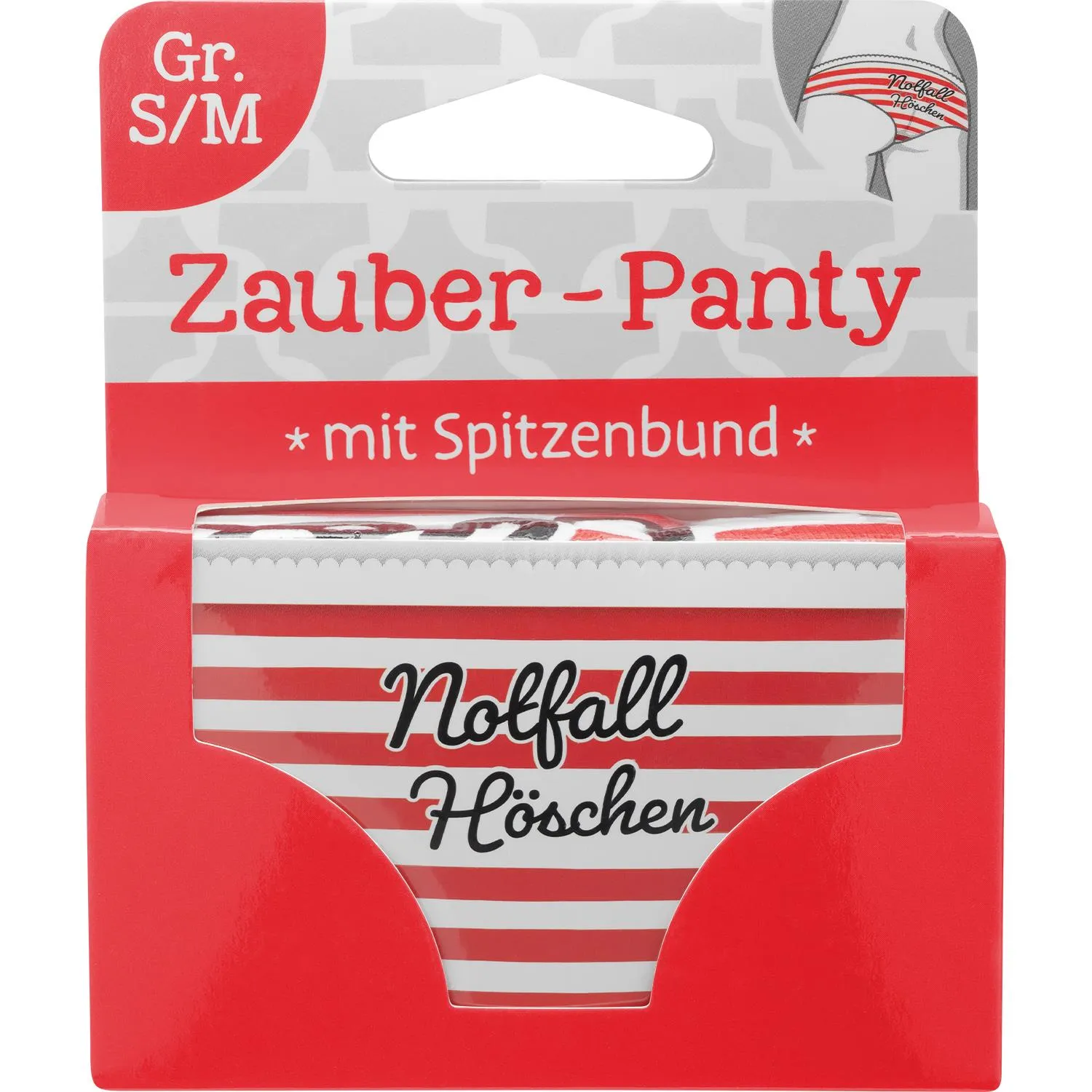 Rote und weiße Streifen-Panty mit Spitzenbund im Geschenkset