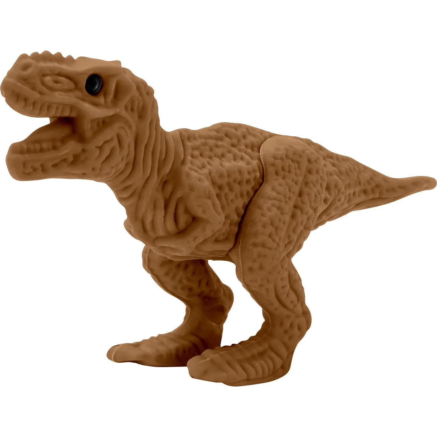 Brauner Dino-Radiergummi, detailreich modelliert, auf weißem Hintergrund