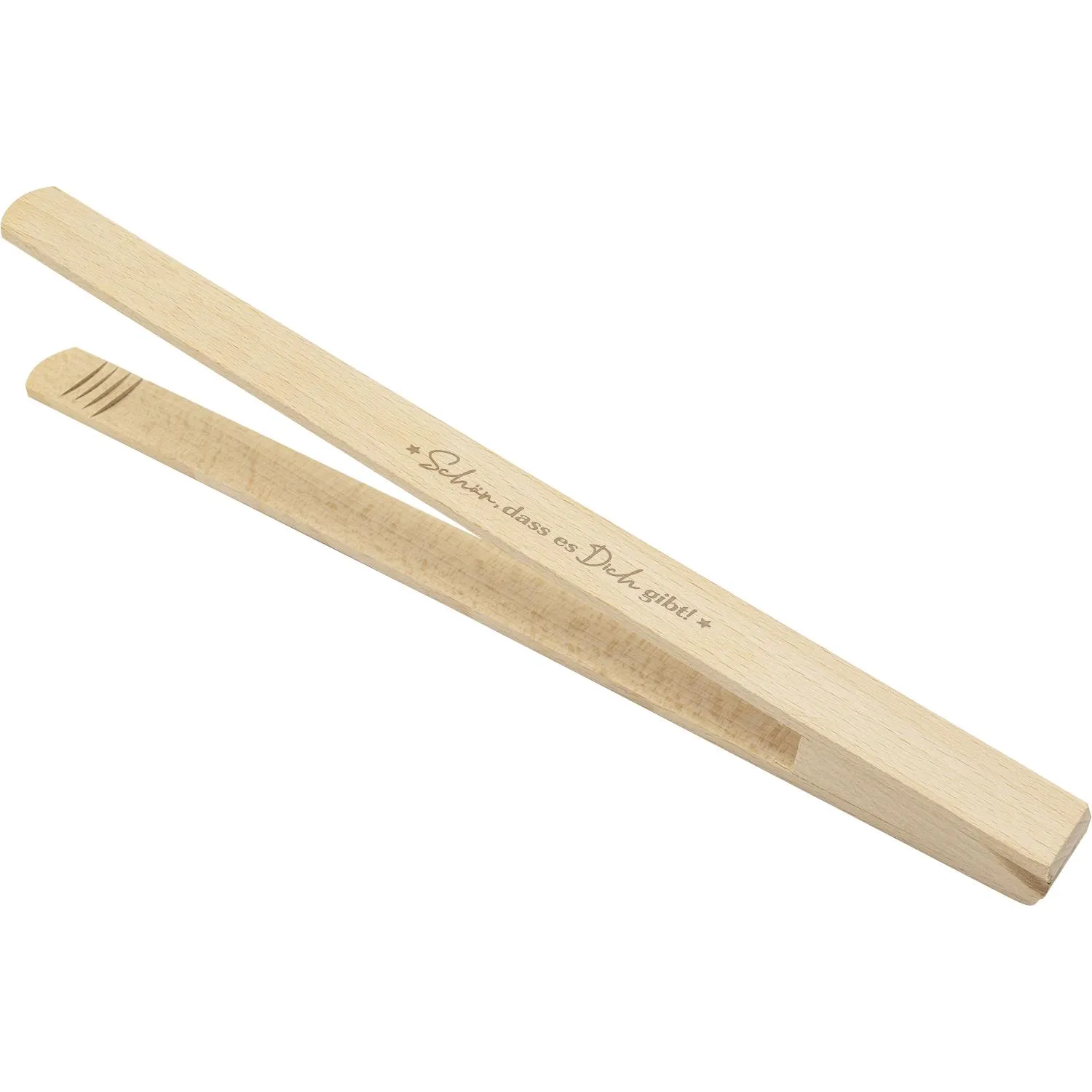 Grillzange aus Buche mit eingebranntem Motiv – 28 × 5,8 cm