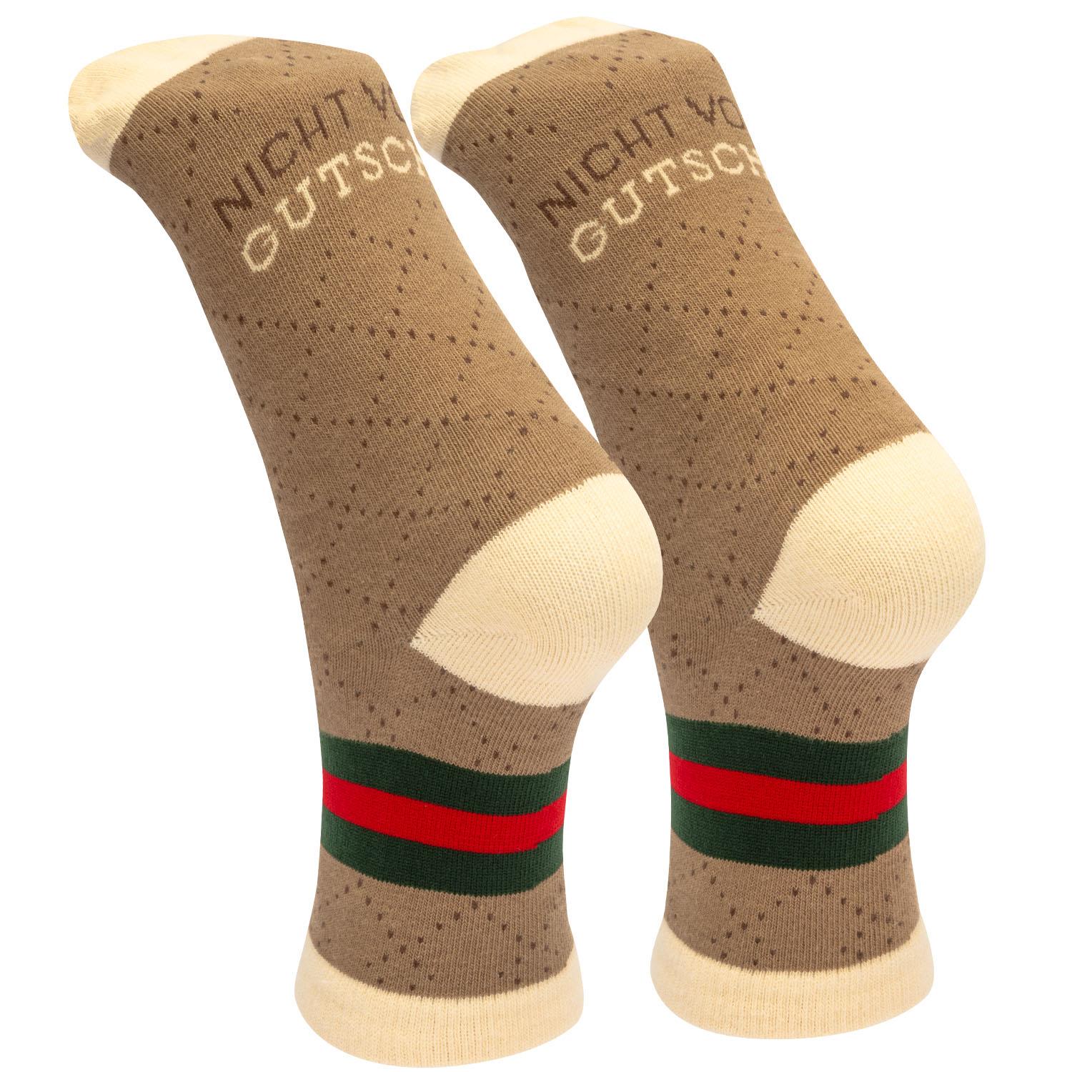Zaubersocken »Gutschi« in Braun mit Grün- und Rotstreifen