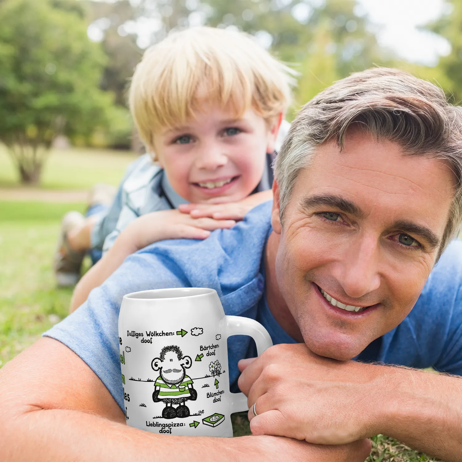 Bierkrug »Ohne Onkel ... ist alles doof.« mit Wunschnamen, weiß, personalisiert