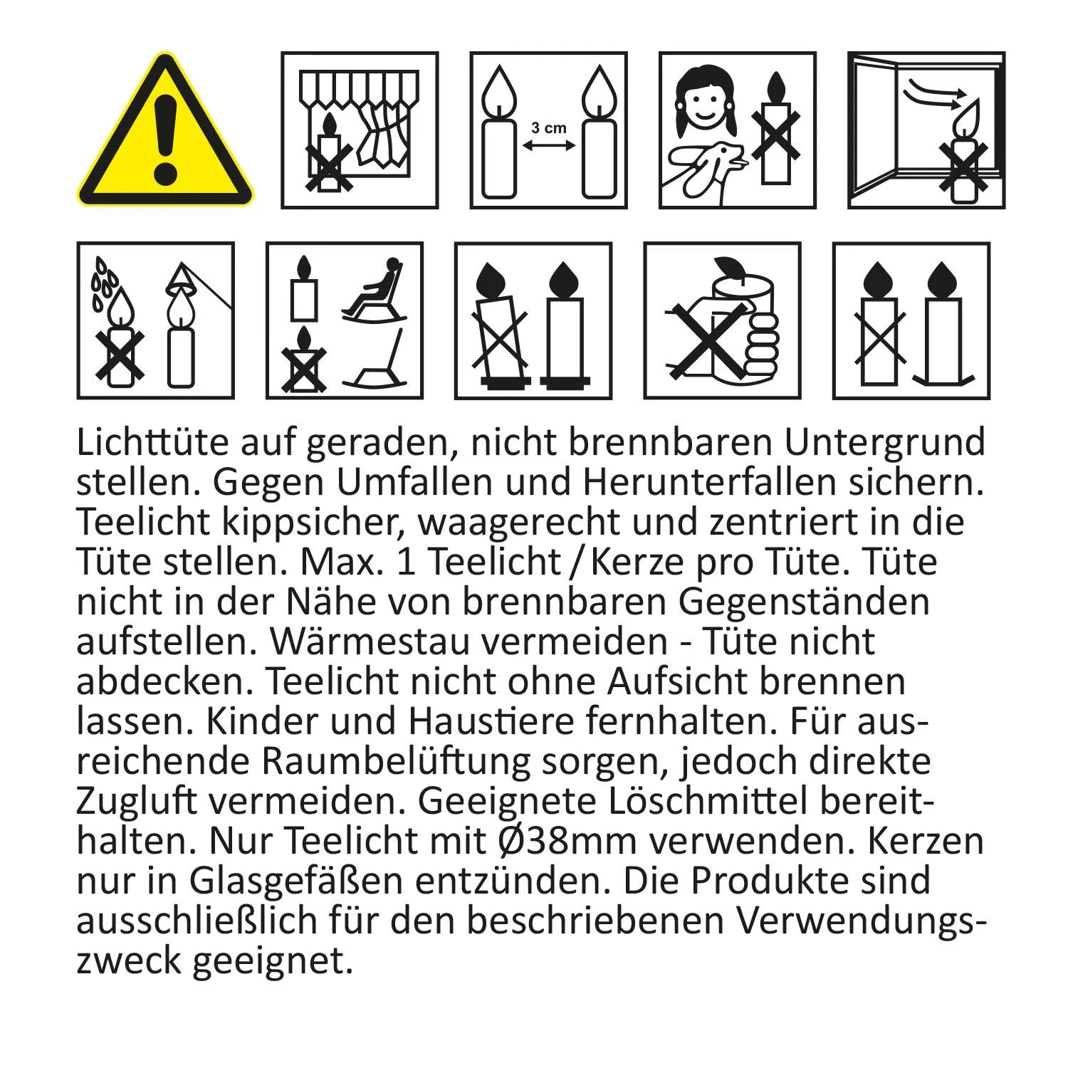 Lichttüte aus schwer entflammbaren Papier mit Blumendruck, inkl. Teelicht