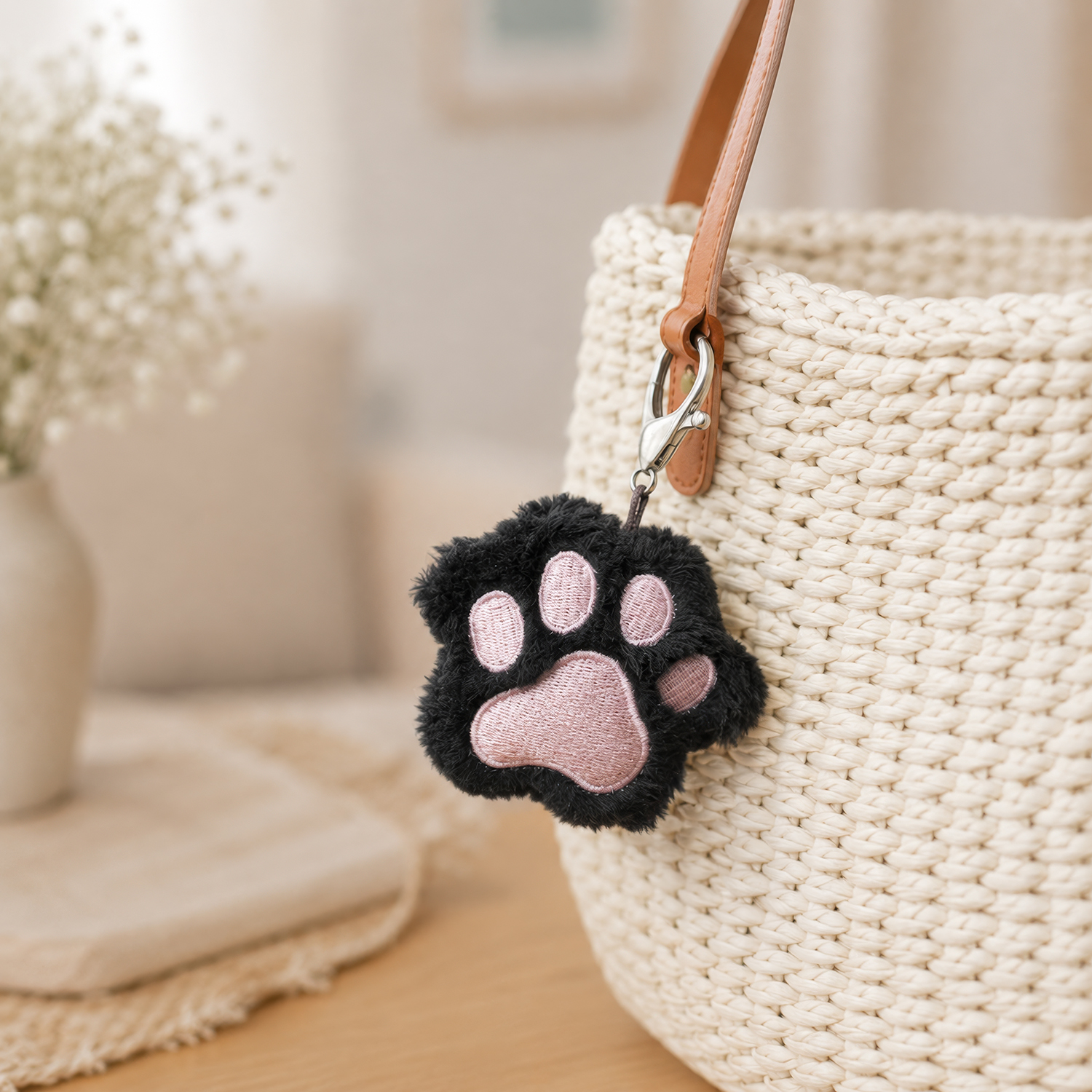 Plüsch Pfoten-Schlüsselanhänger Katze