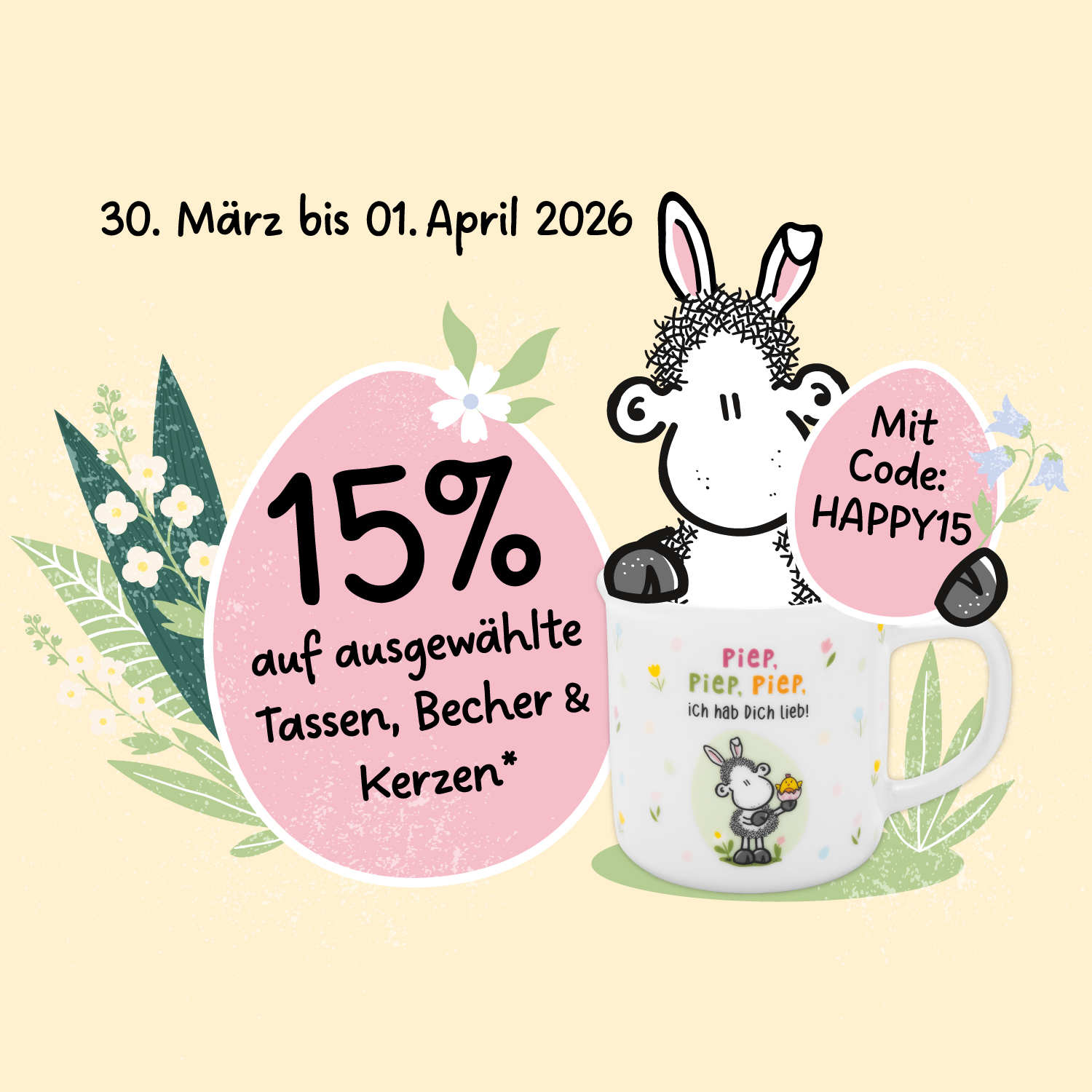 15 % auf ausgewählte Becher, Tassen & Kerzen