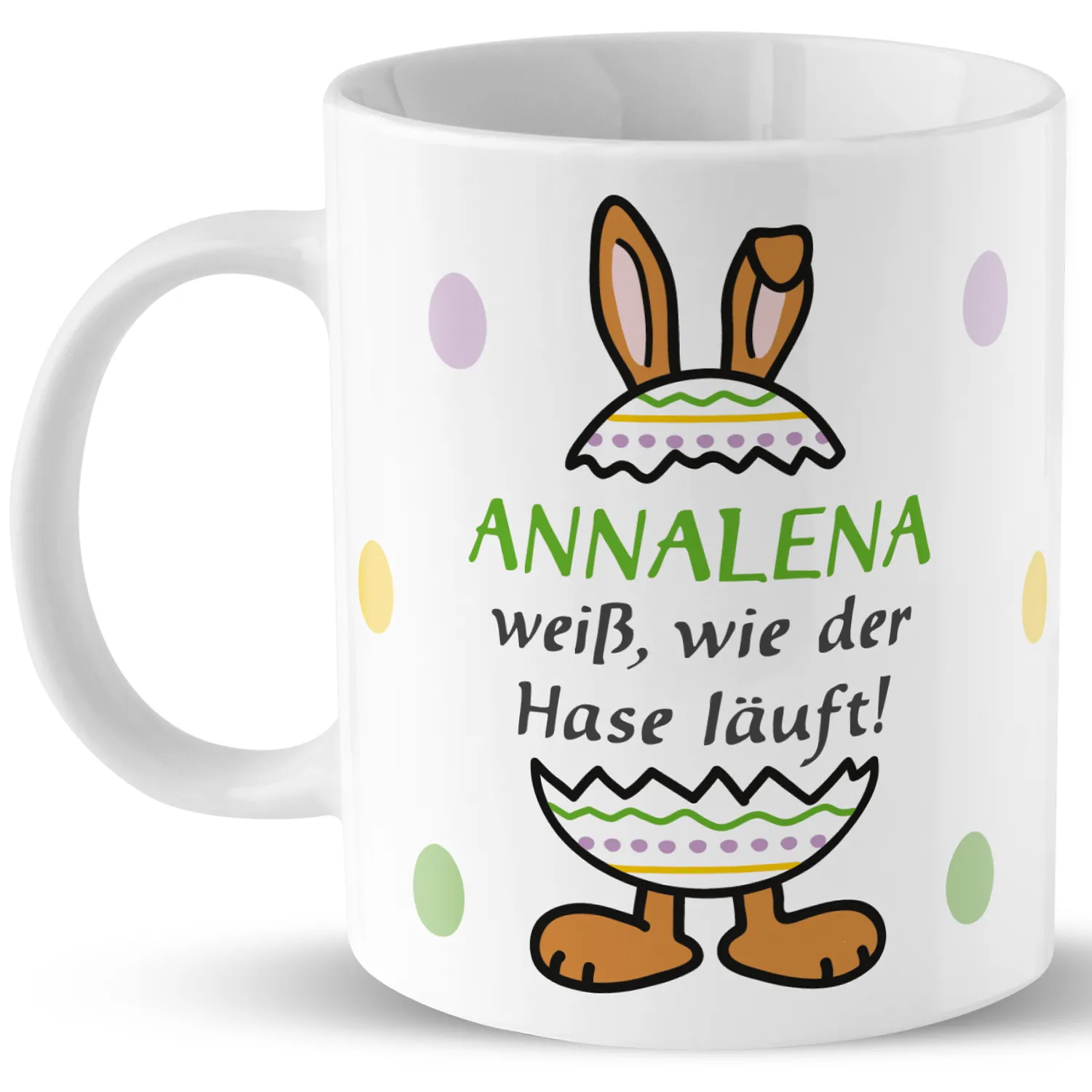 Personalisierte Porzellantasse mit Osterhase-Motiv und Namen