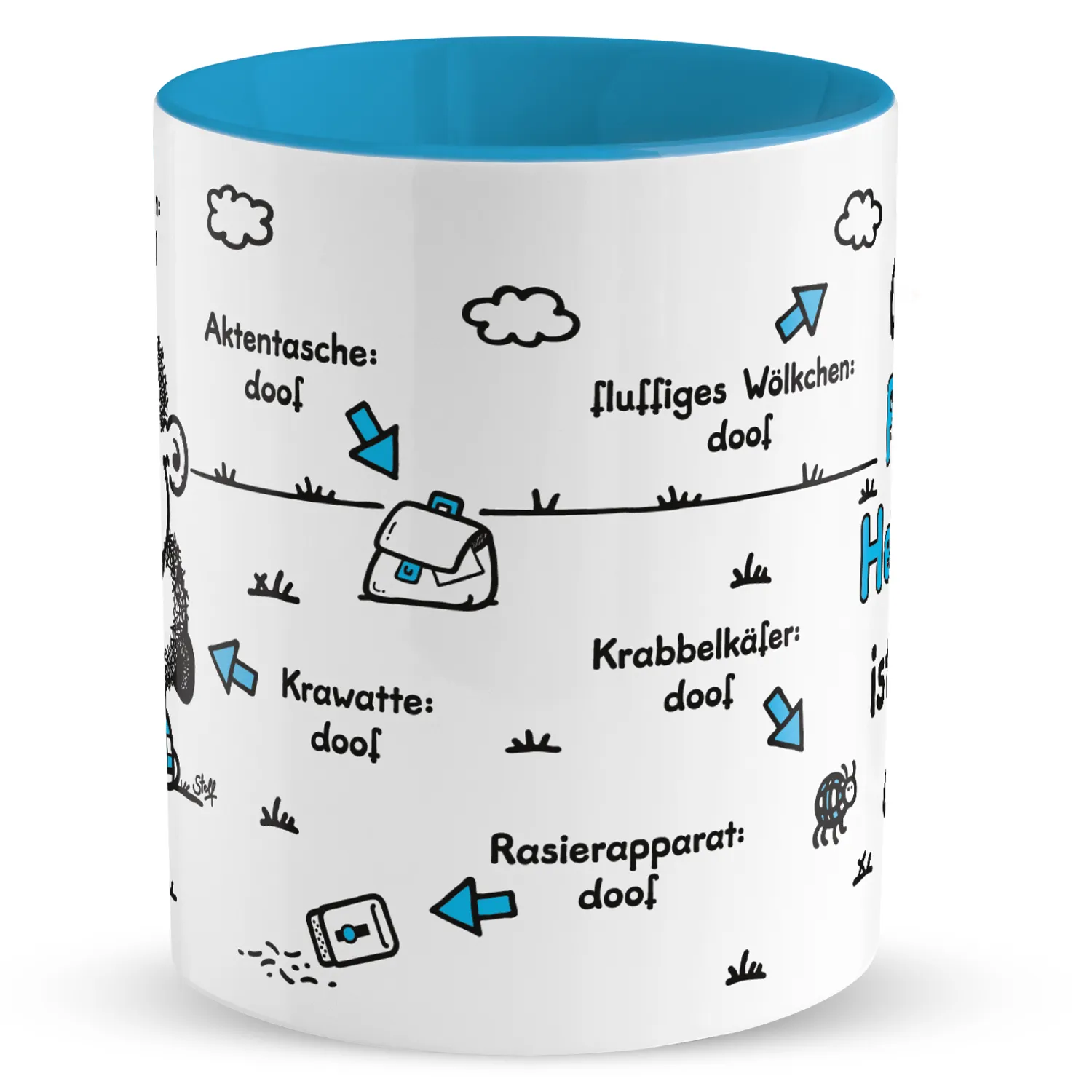 Tasse »Ohne Papa ... ist alles doof.« mit Wunschnamen, blau, personalisiert