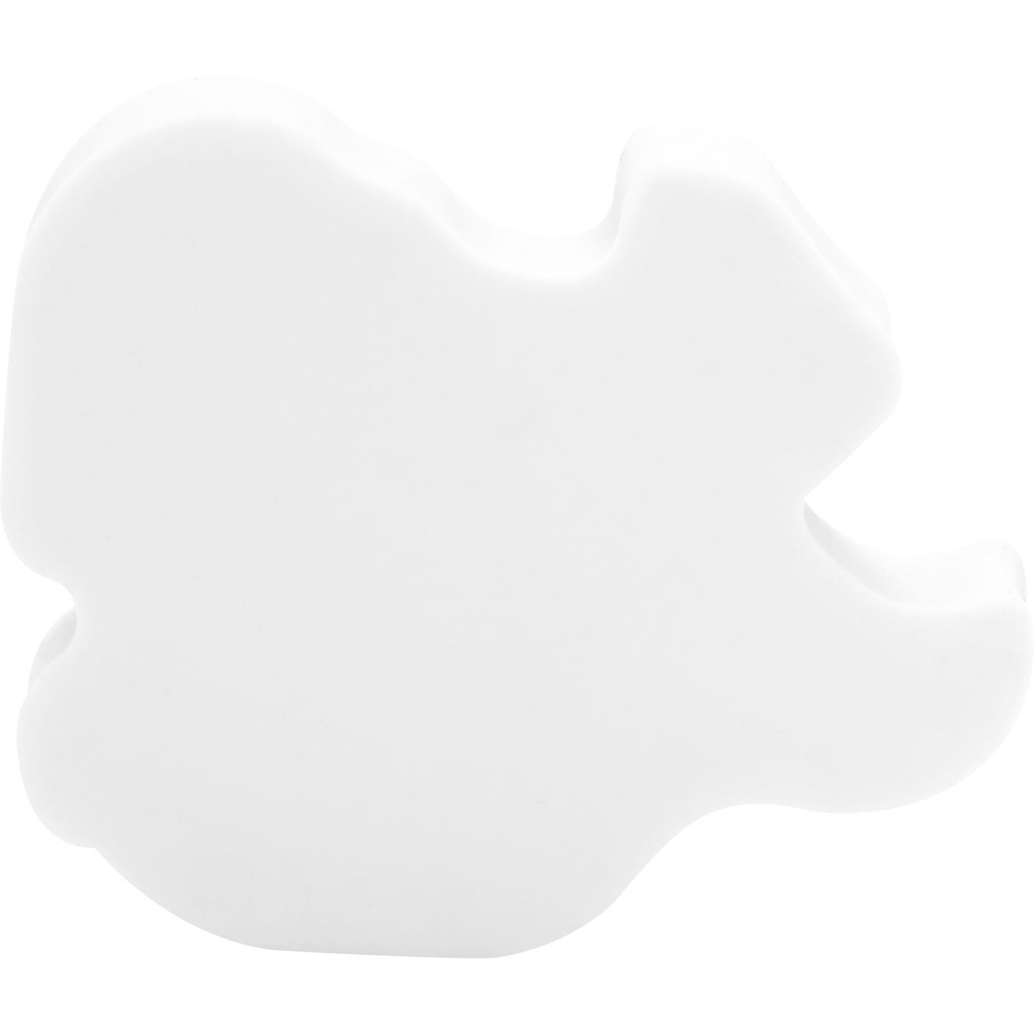 Weißer Radiergummi (5,4 x 4,5 x 1 cm) auf Headercard