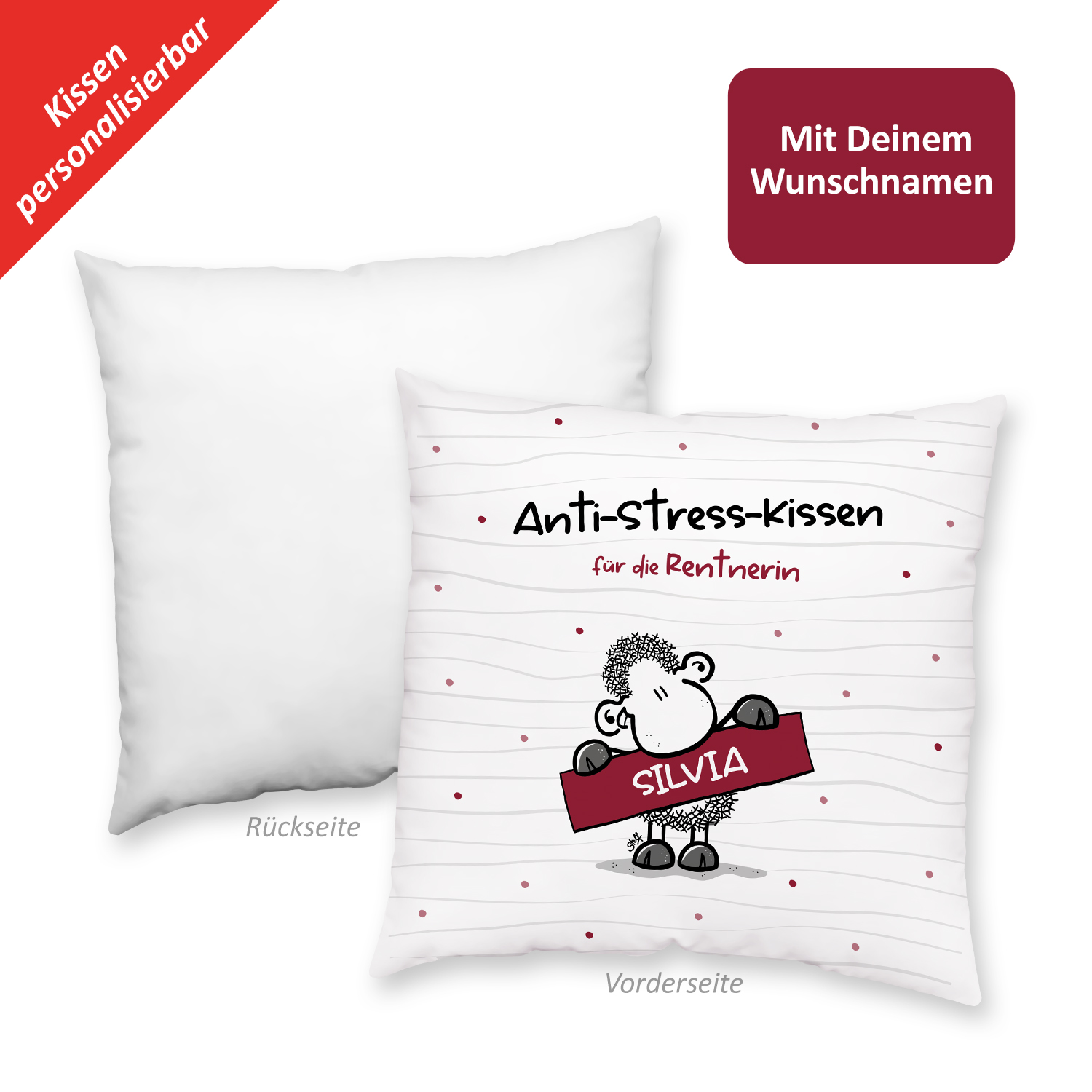 Namalu Set Regalo Pensione – Federa Cuscino 45x45 Cm E Calzini Divertenti 'Ich Bin In Rente', Grigio/Nero