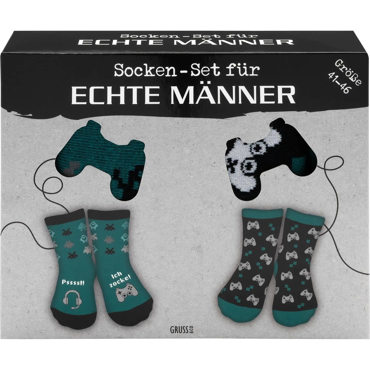 Socken-Set für echte Männer: zwei Paar Gaming-Socken in Geschenkbox